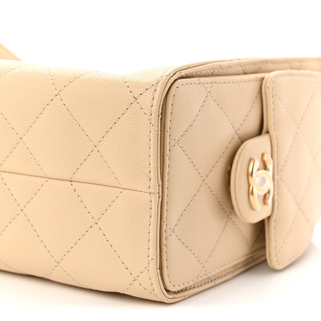 Caviar Quilted Mini Chanel 25 Handbag Beige