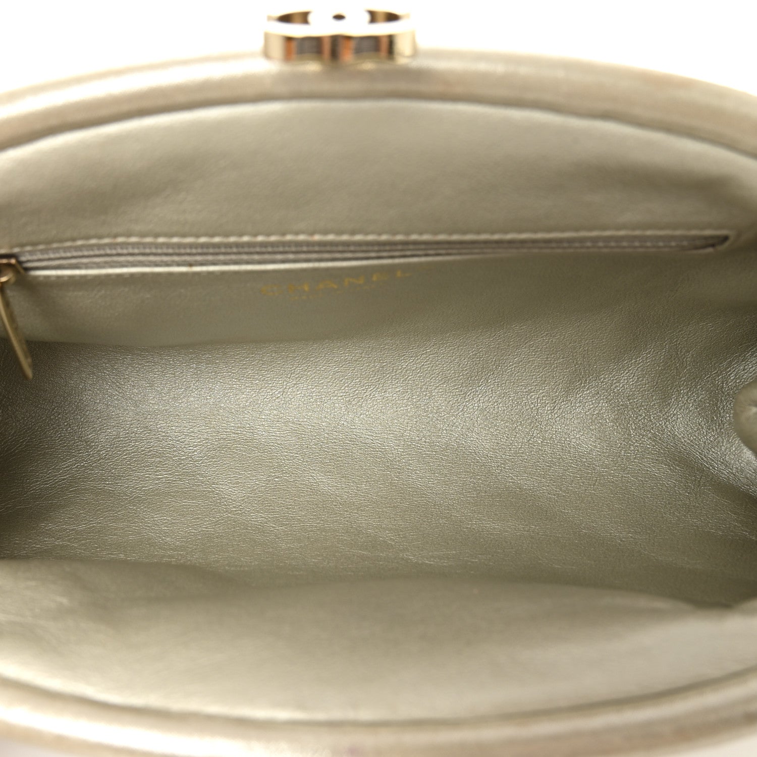 Metallic Calfskin Quilted Timeless Clutch Gold