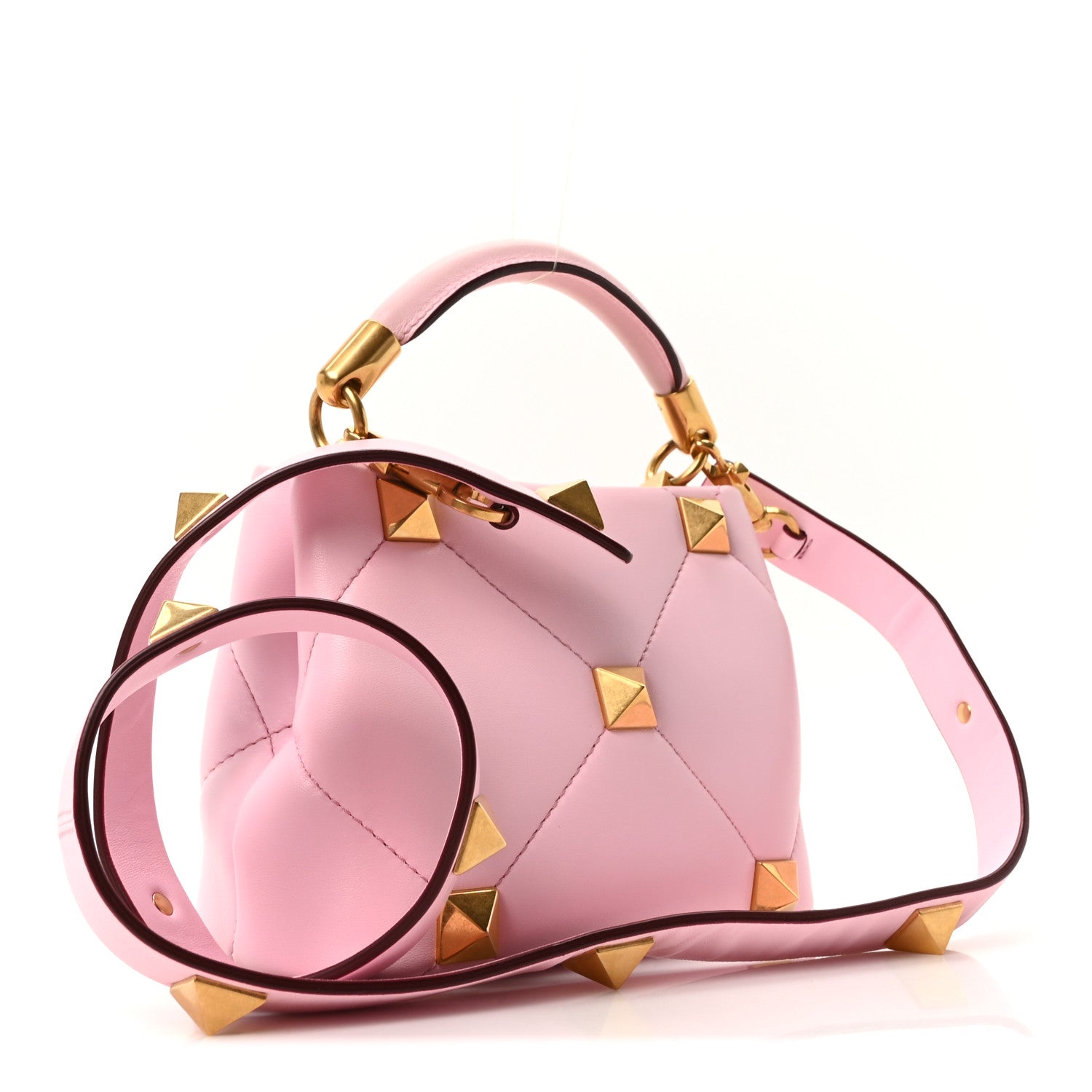 Nappa Mini Roman Stud The Handle Bag Pink Borealis