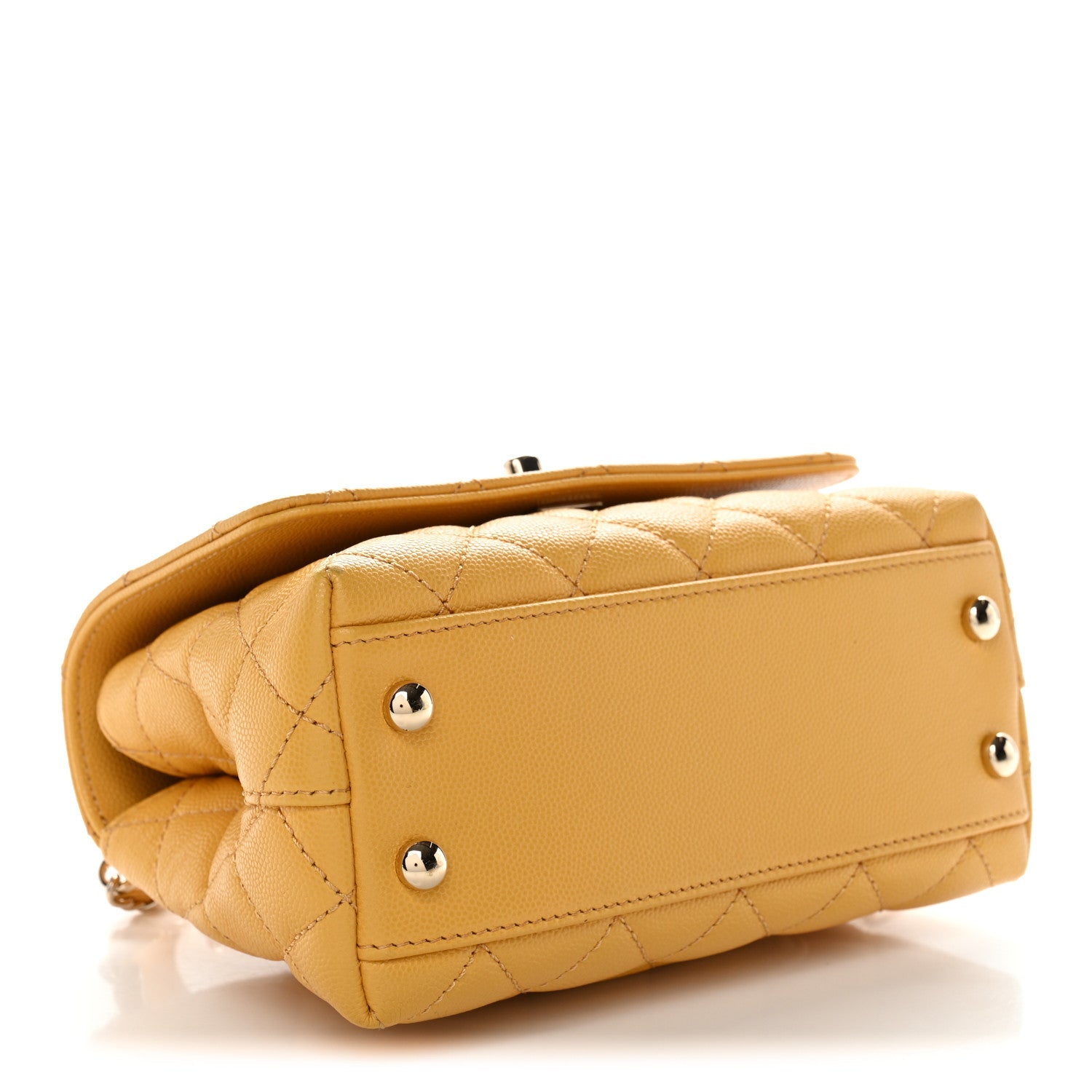 Caviar Lizard Embossed Quilted Extra Mini Coco Handle Flap Yellow