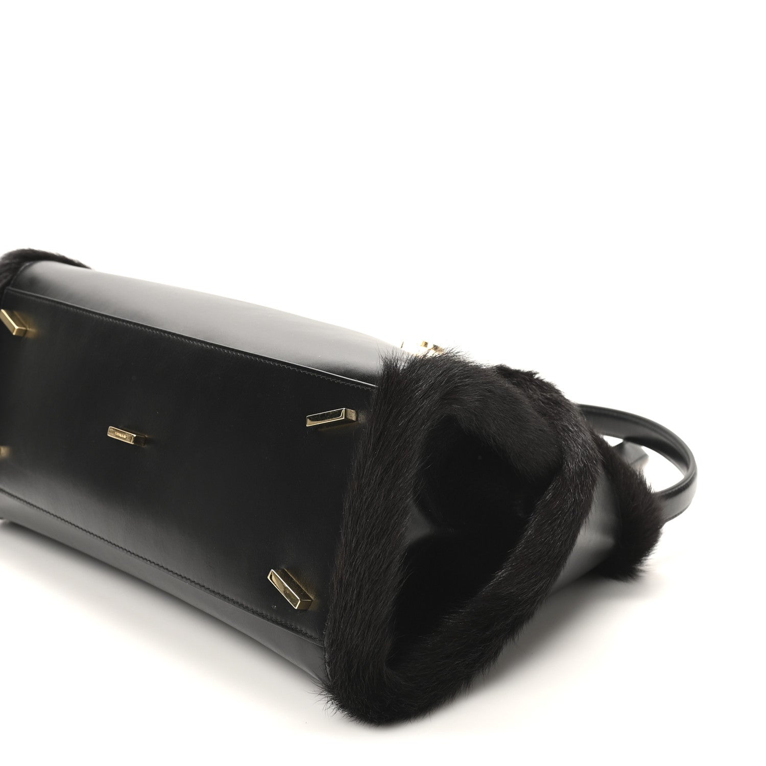 Calfskin Shearling Medium Hug Bag Black