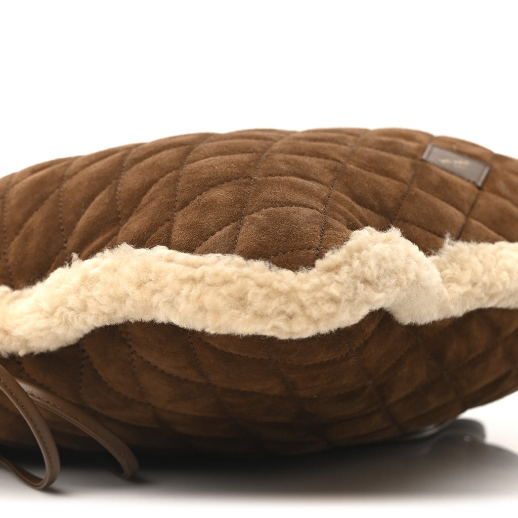 Suede Shearling Quilted Le Pochon Natural Tan