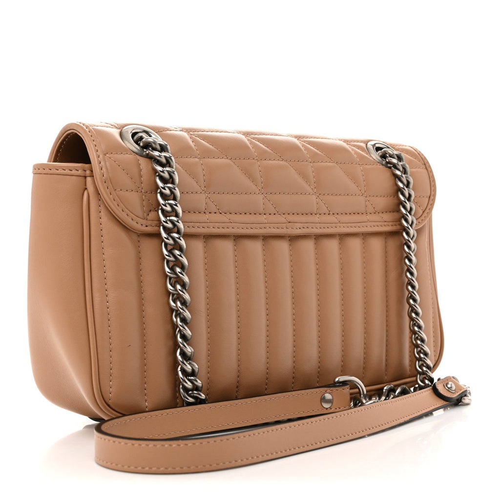 Calfskin Matelasse Aria Small GG Marmont Shoulder Bag Camelia