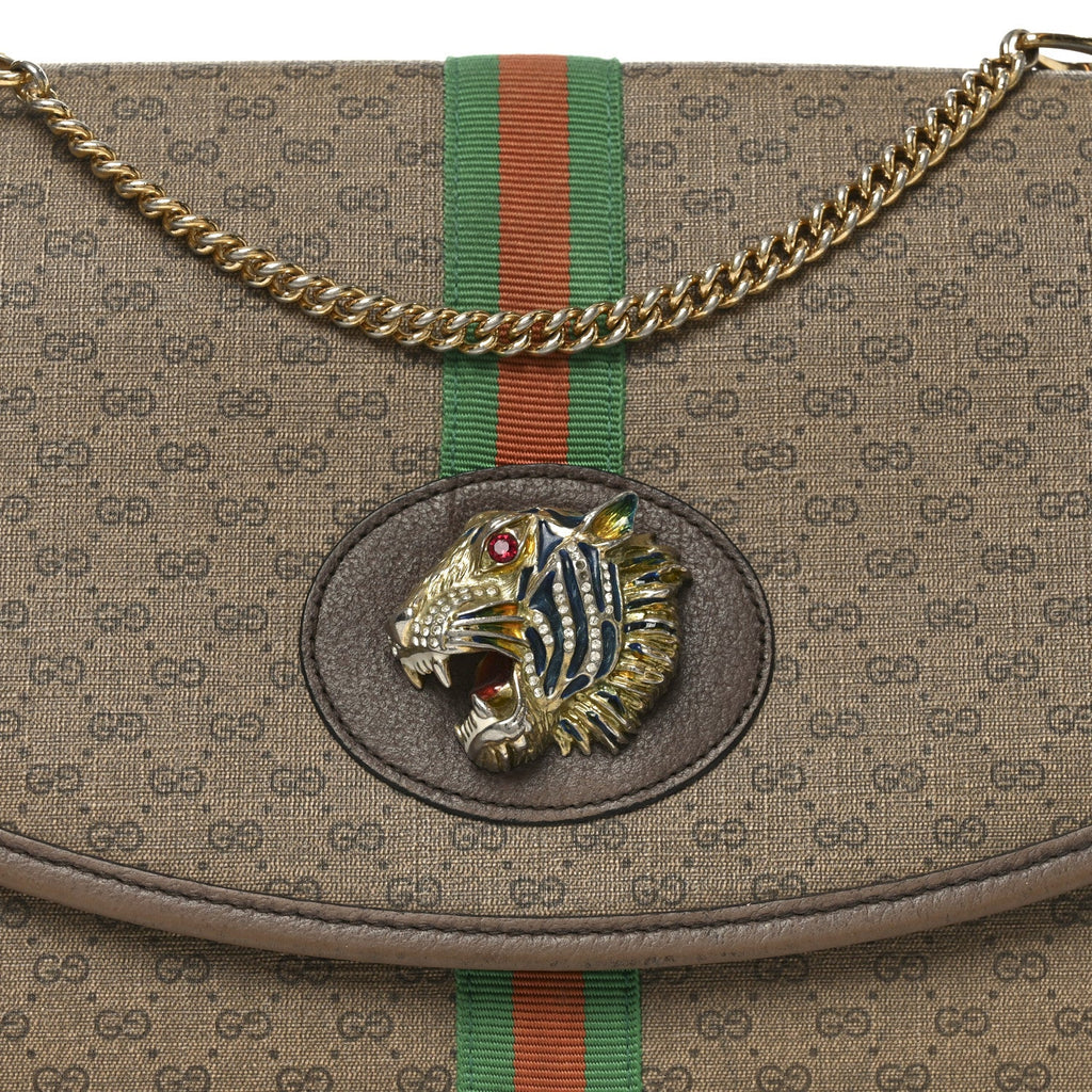 Mini Vintage GG Supreme Monogram Web Medium Rajah Slim Flap Shoulder Bag Beige New Acero