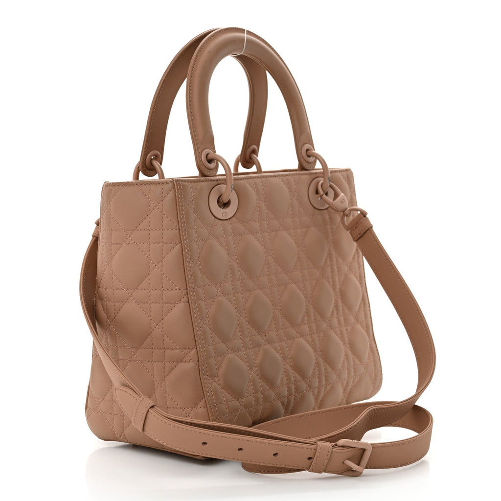 Ultra Matte Calfskin Cannage Medium Lady Dior Beige