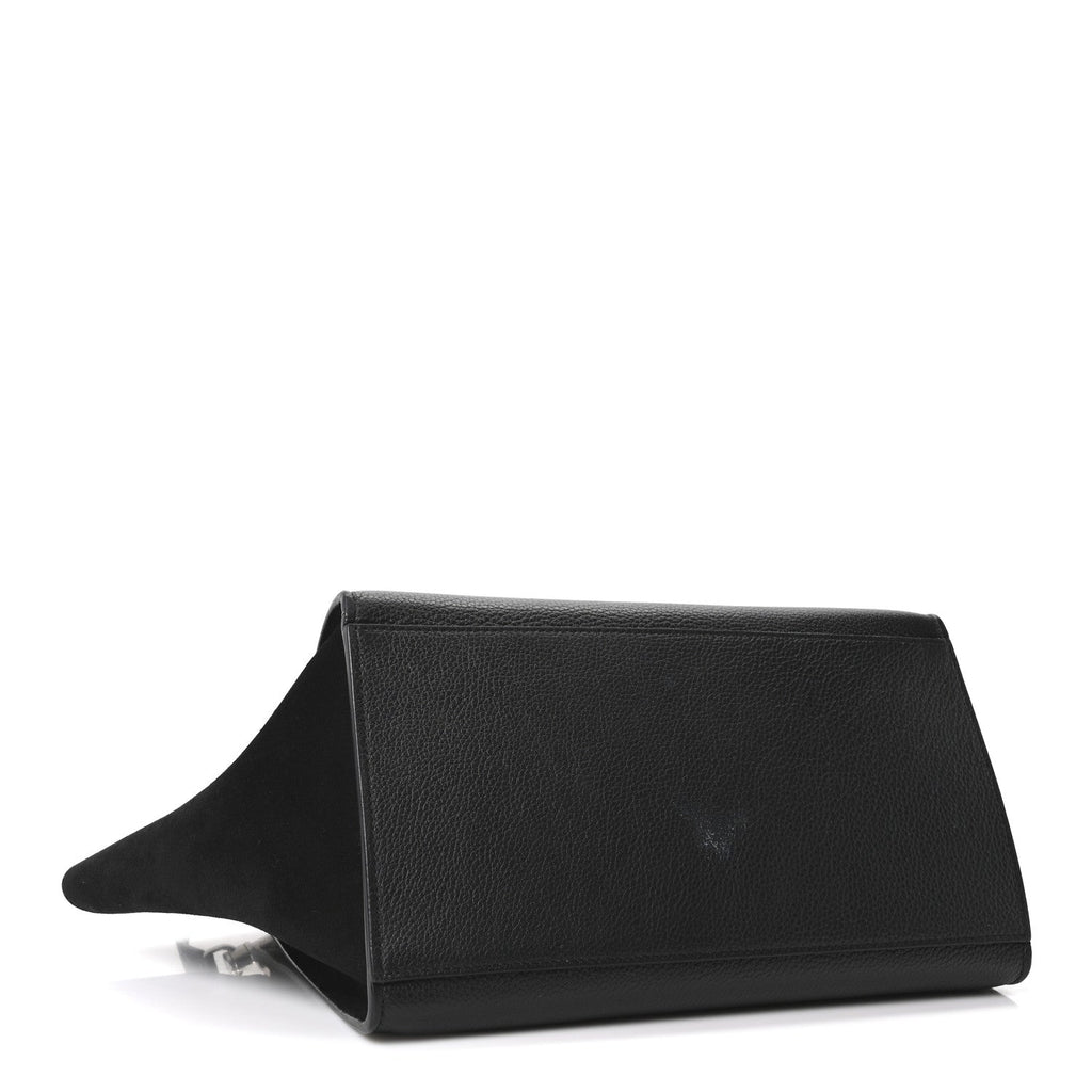 Drummed Calfskin Suede Small Trapeze Black