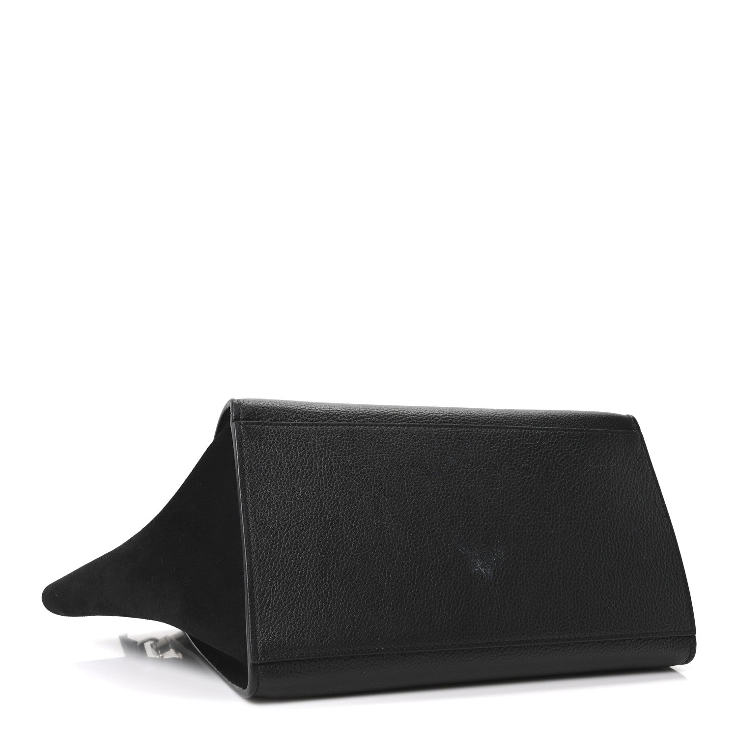 Drummed Calfskin Suede Small Trapeze Black