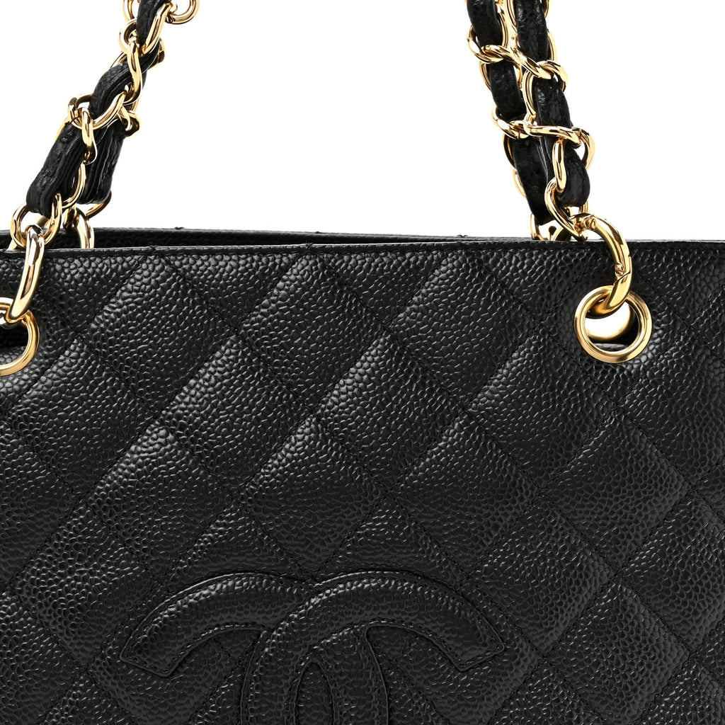 Caviar Quilted Petit Timeless Tote PTT Black