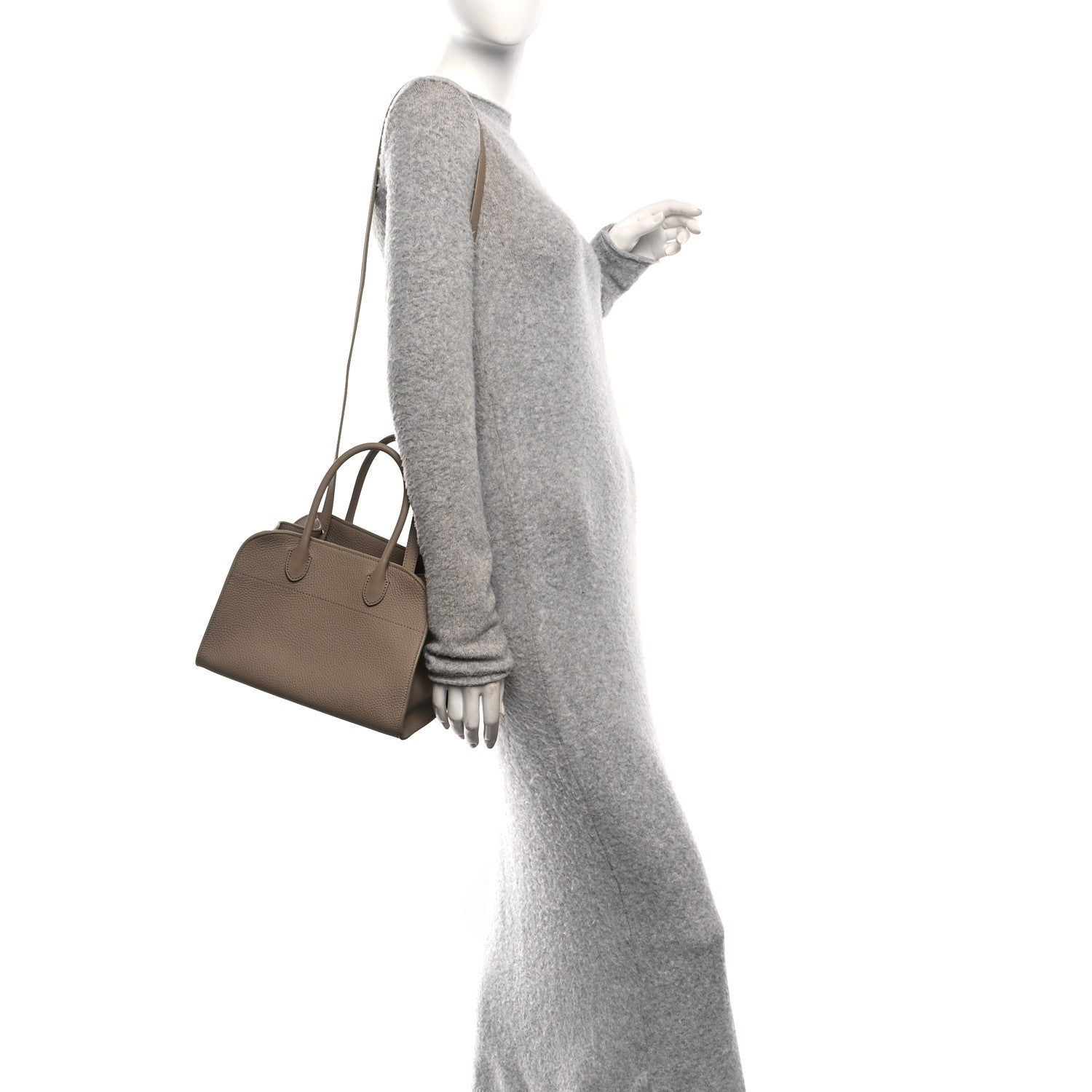 Grained Calfskin Soft Margaux 10 Bag Dark Taupe
