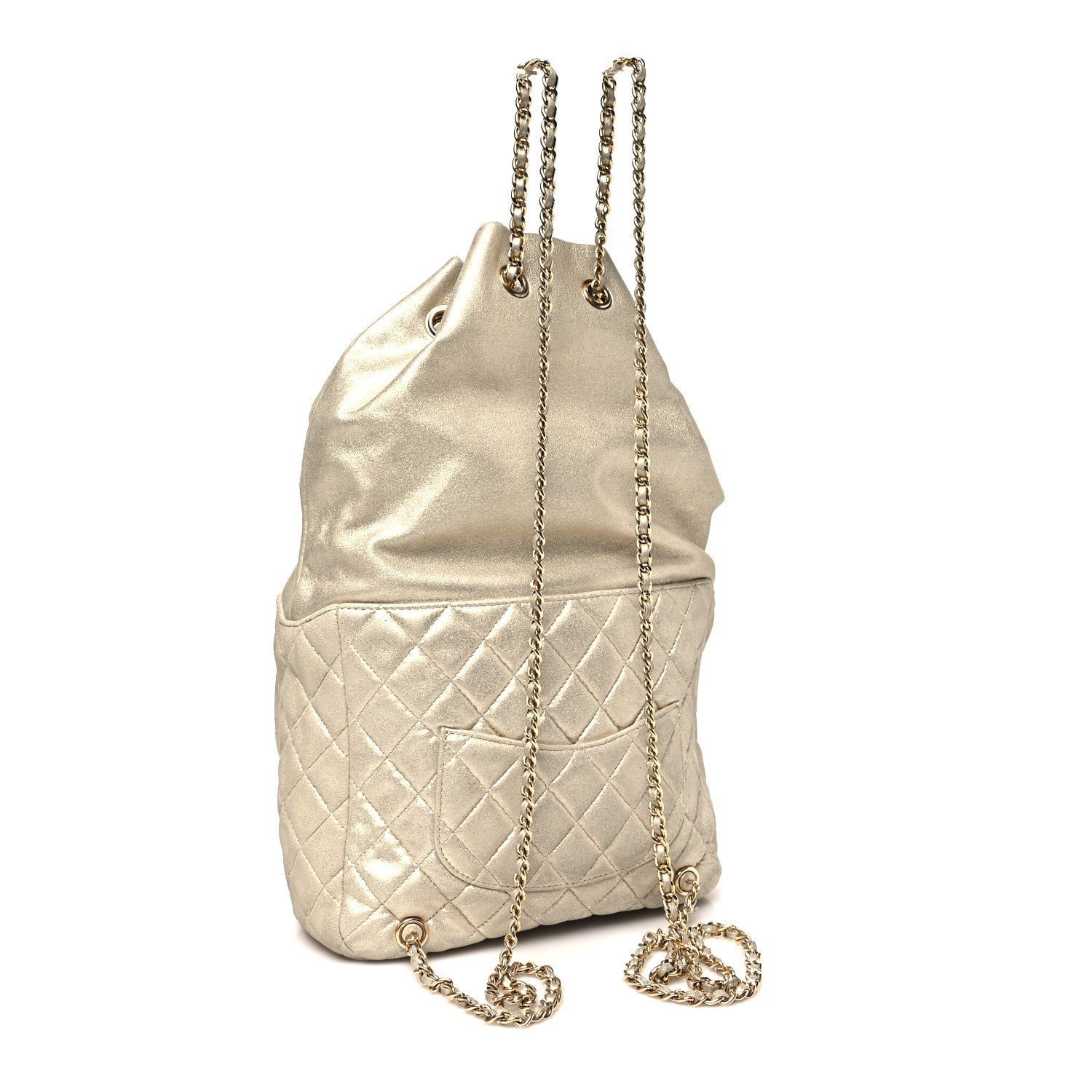 Metallic Lambskin Quilted Small In Seoul Backpack Light Gold