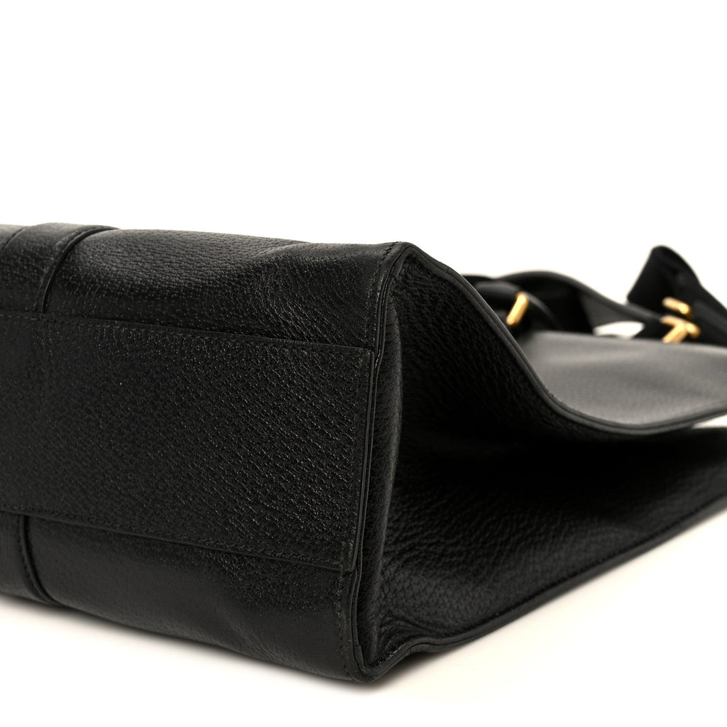Grained Calfskin Web Top Handle Tote Black
