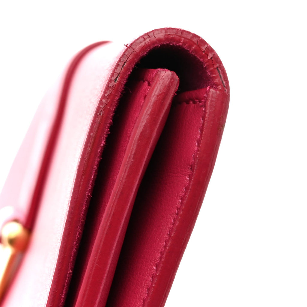 Calfskin Classic Y Ligne Clutch Fuchsia