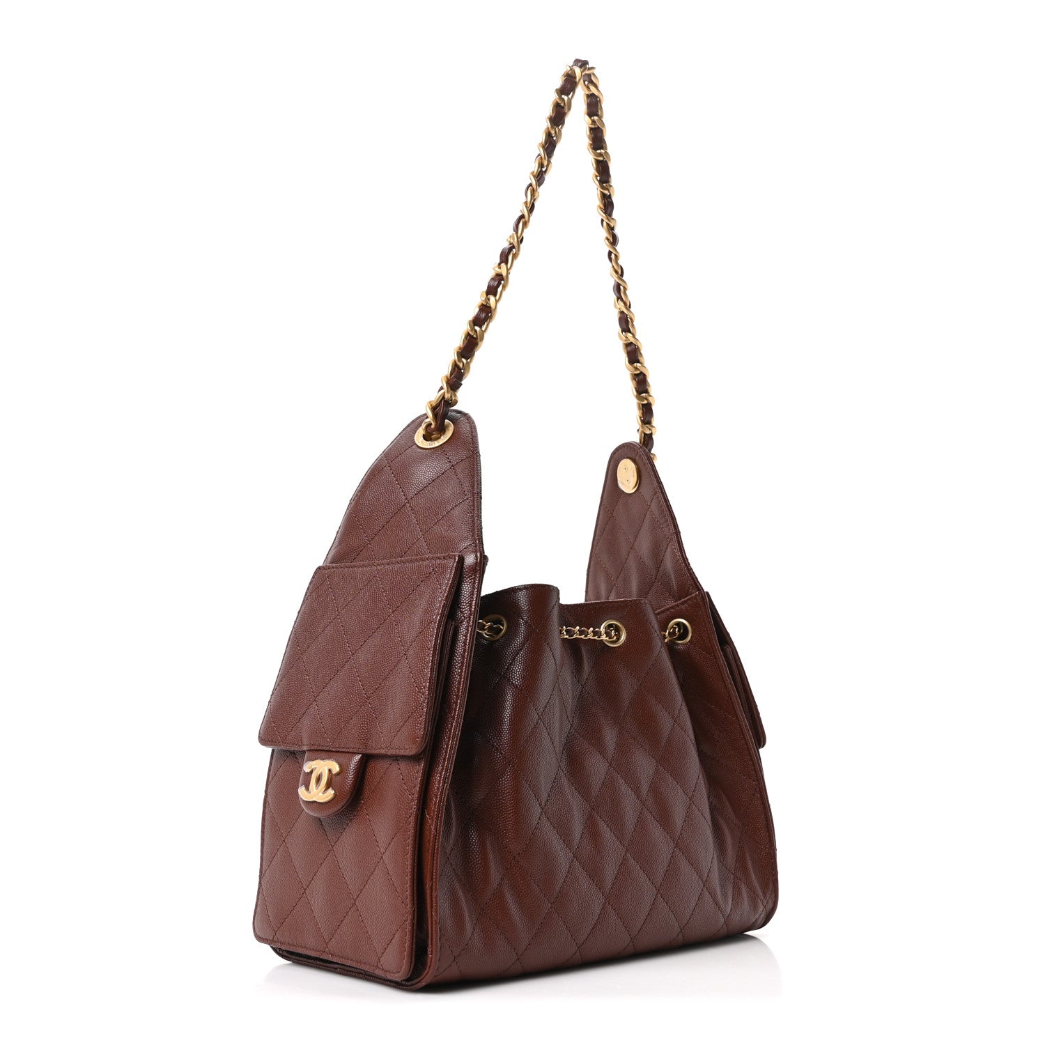 Caviar Quilted Small Chanel 25 Handbag Brown