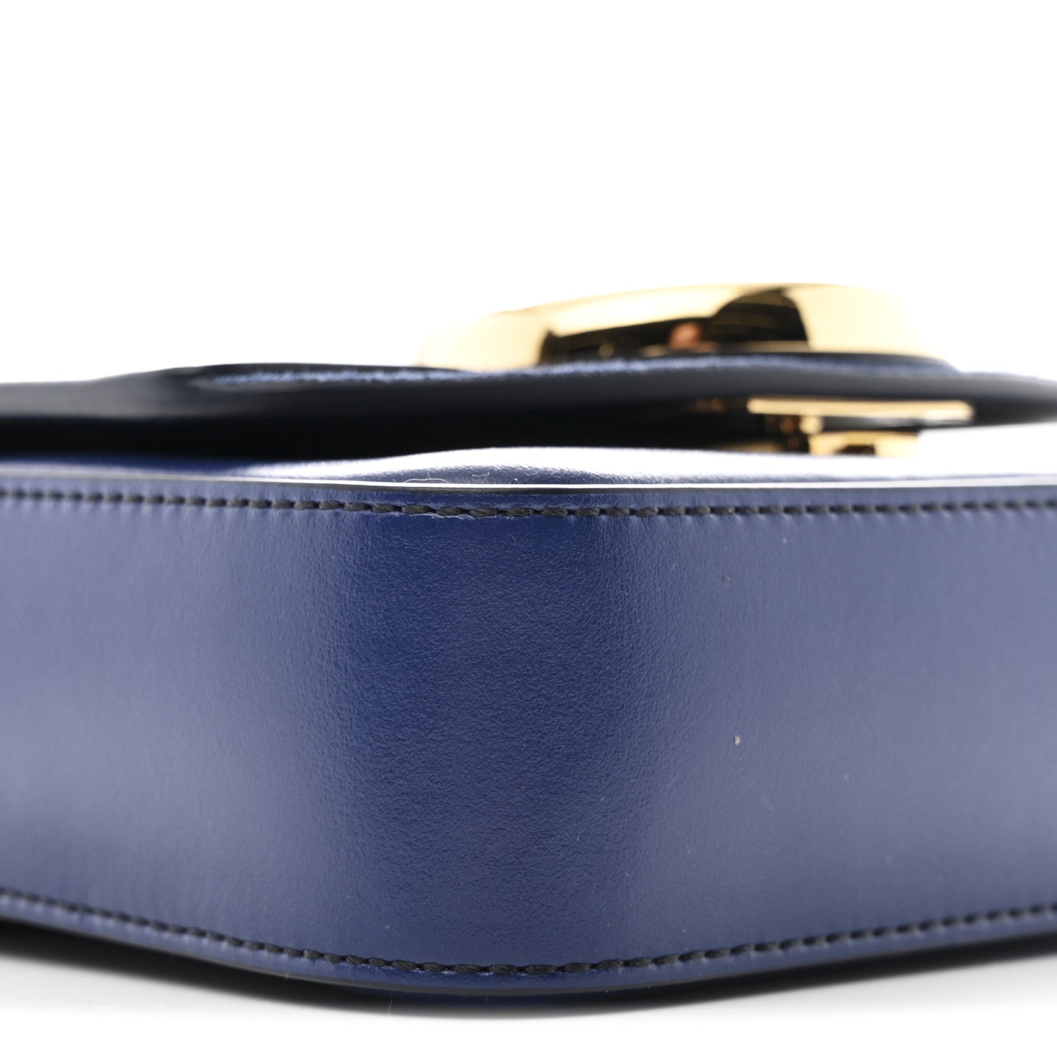 Shiny Calfskin Suede Mini C Bag Smoky Blue