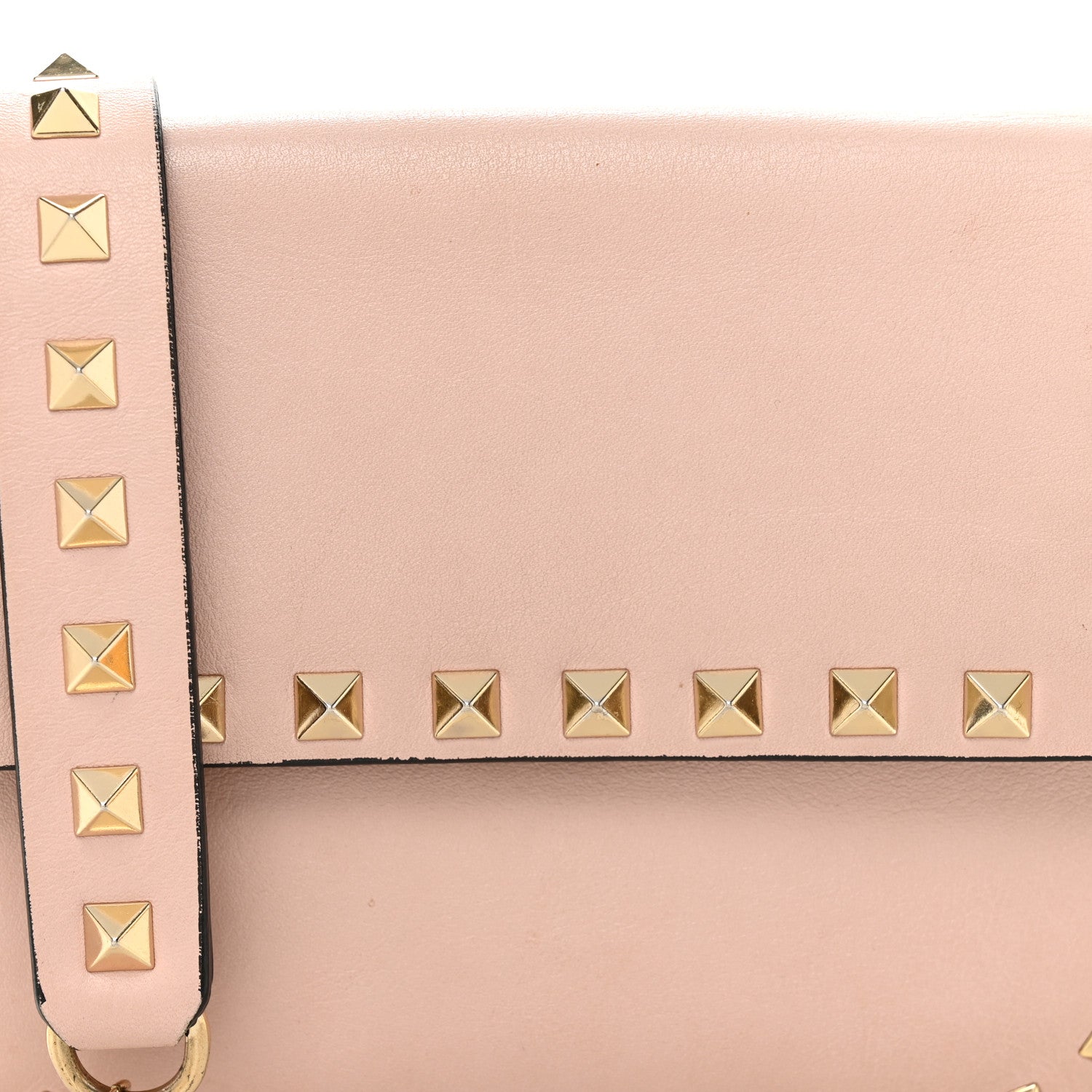 Calfskin Rockstud Crossbody Saddle Bag Water Rose