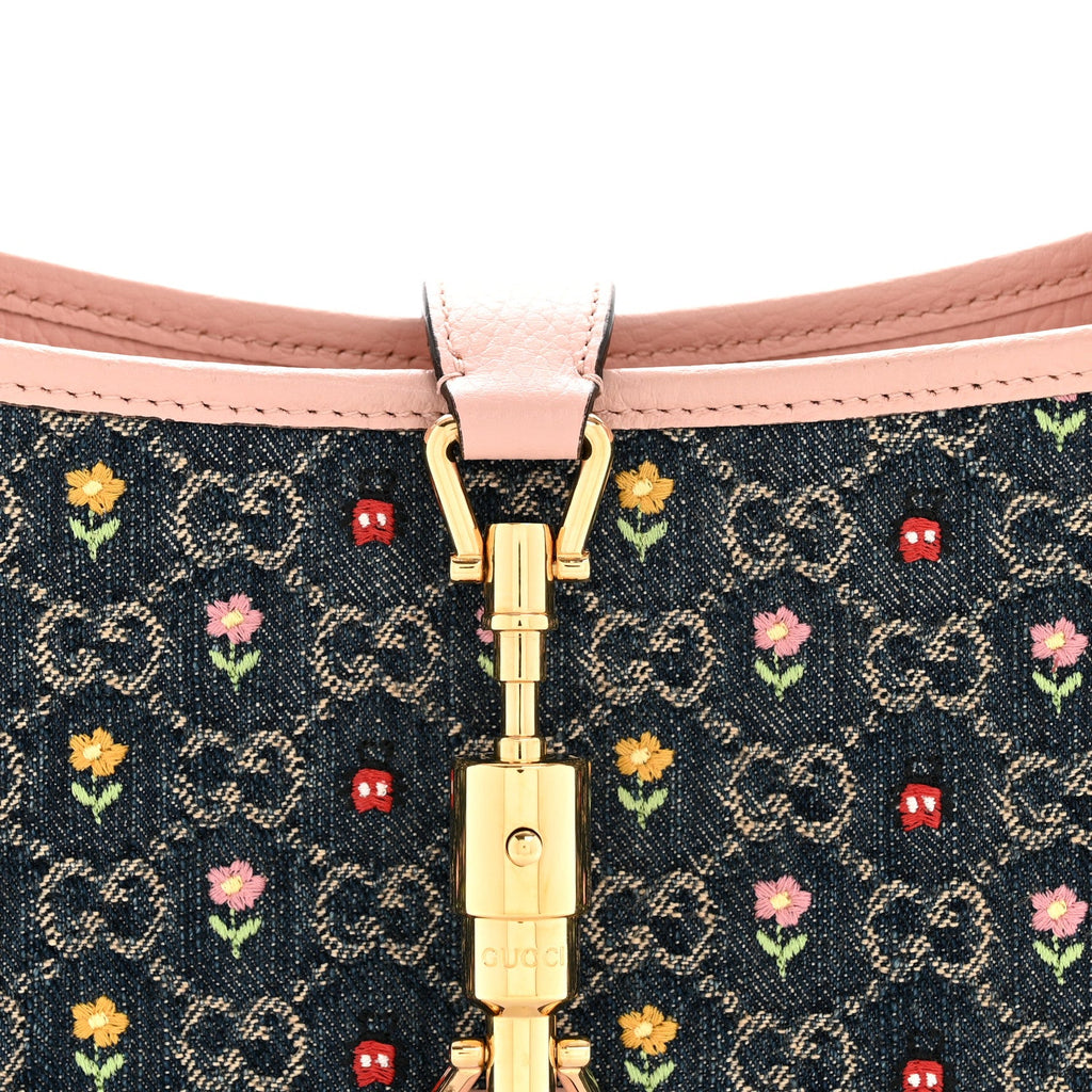 New Denim GG Monogram Calfskin Love Parade Small Jackie 1961 Hobo Light Pink