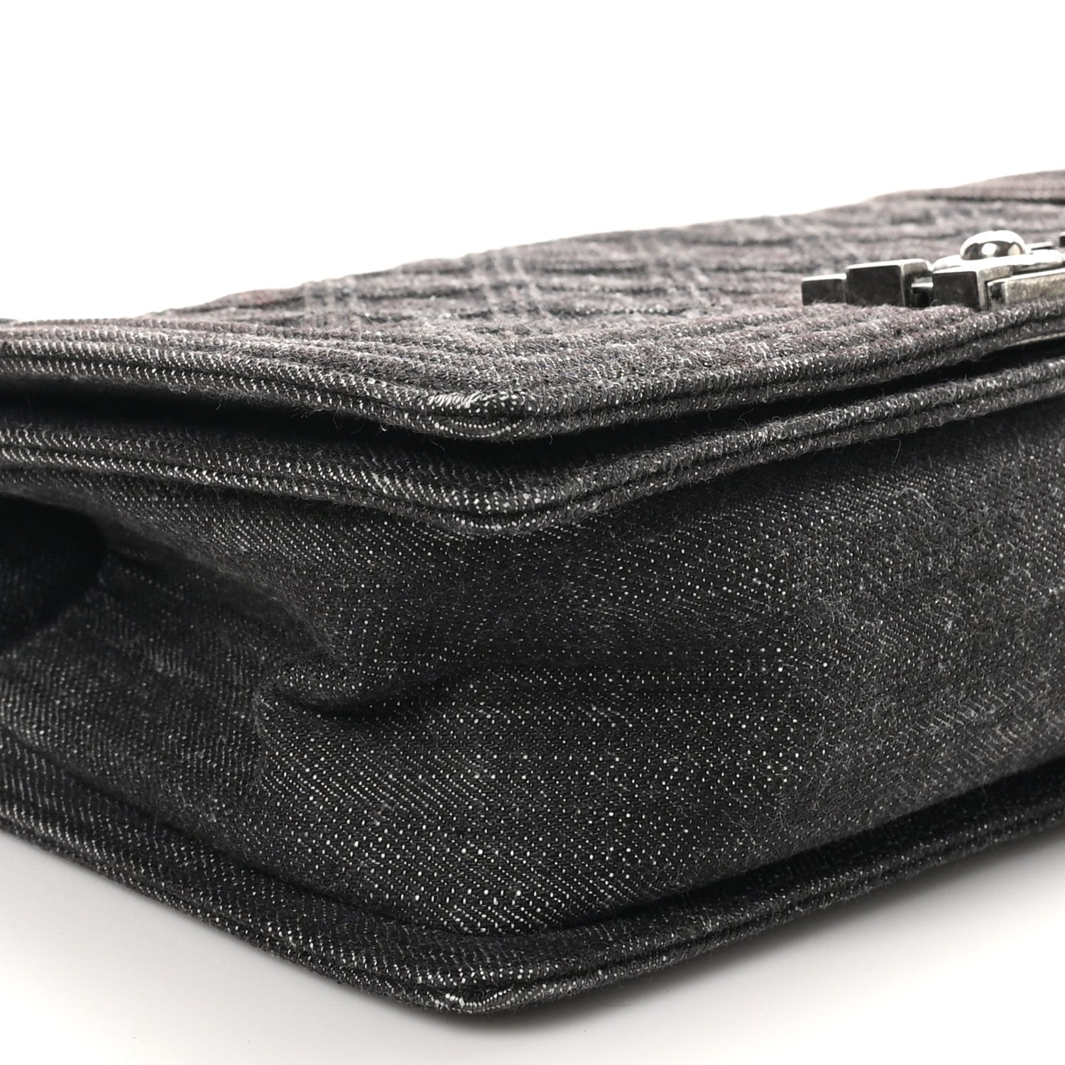 Denim Quilted Medium Boy Flap Black