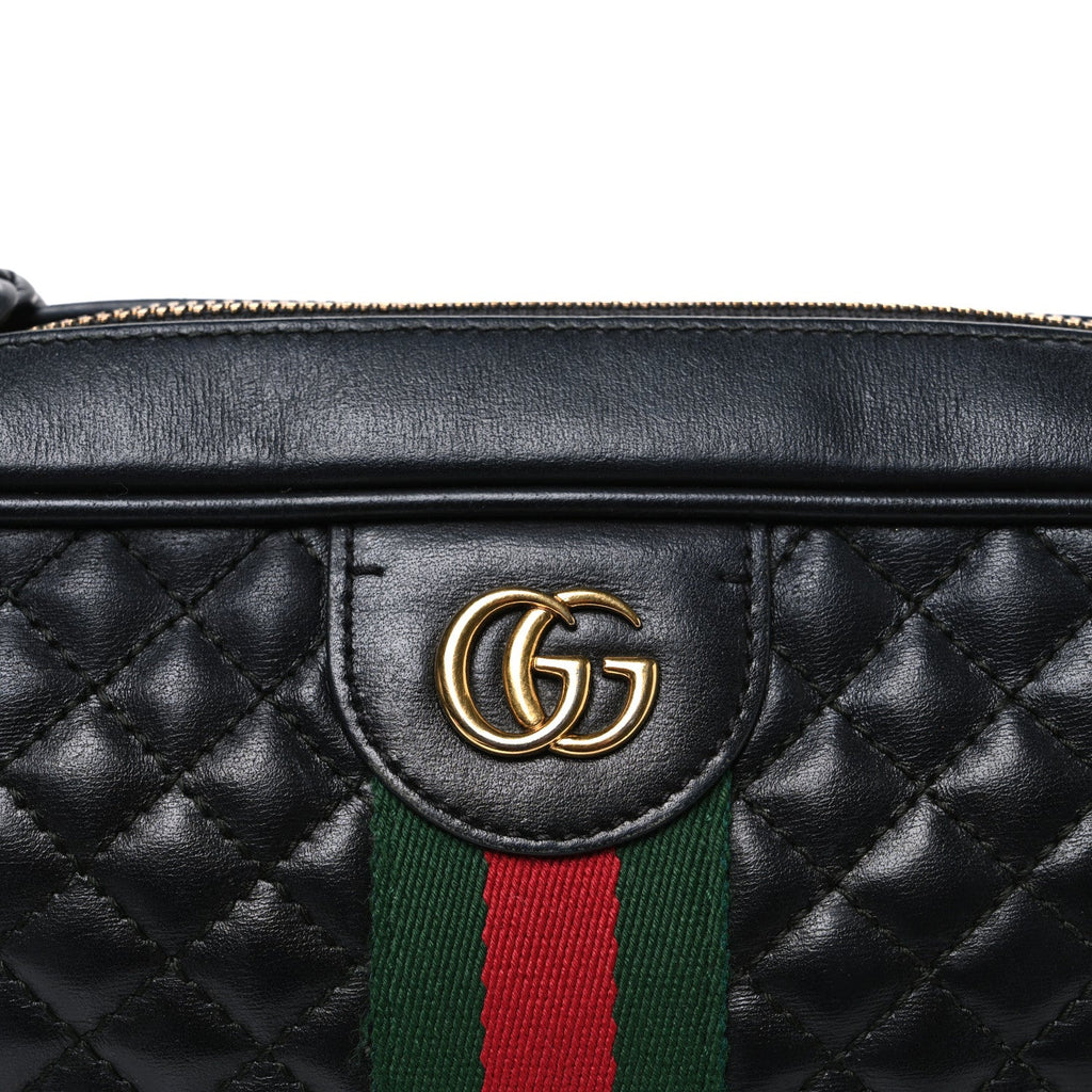 Calfskin Web Trapuntata Small GG Shoulder Bag Black