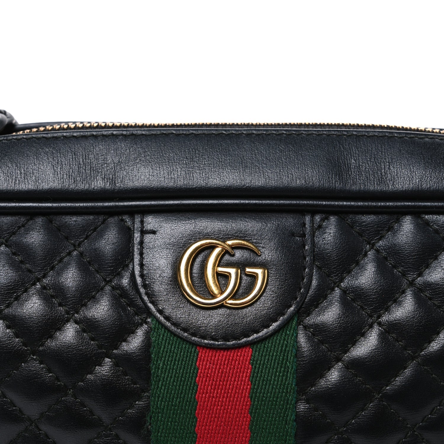 Calfskin Web Trapuntata Small GG Shoulder Bag Black