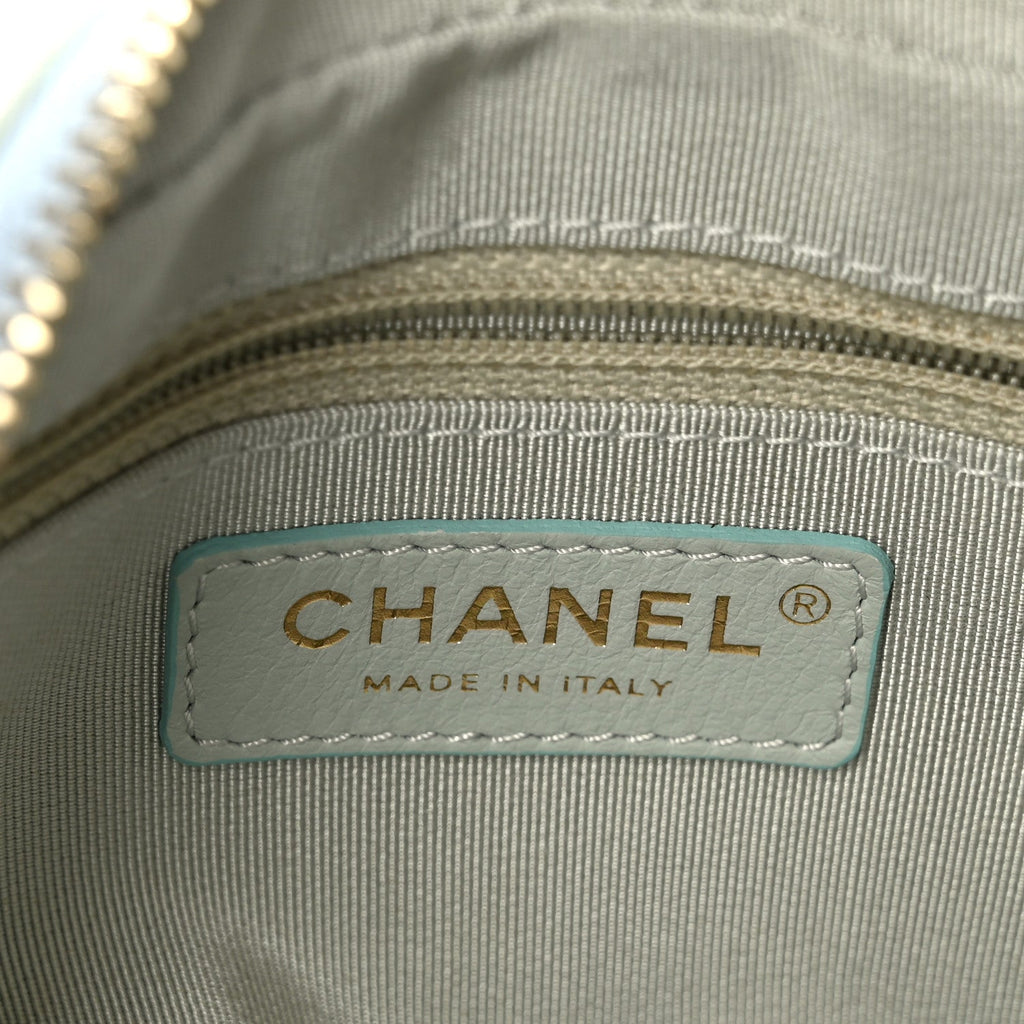 Goatskin Quilted Tri-Color In & Out Waist Bag Green Blue Pink