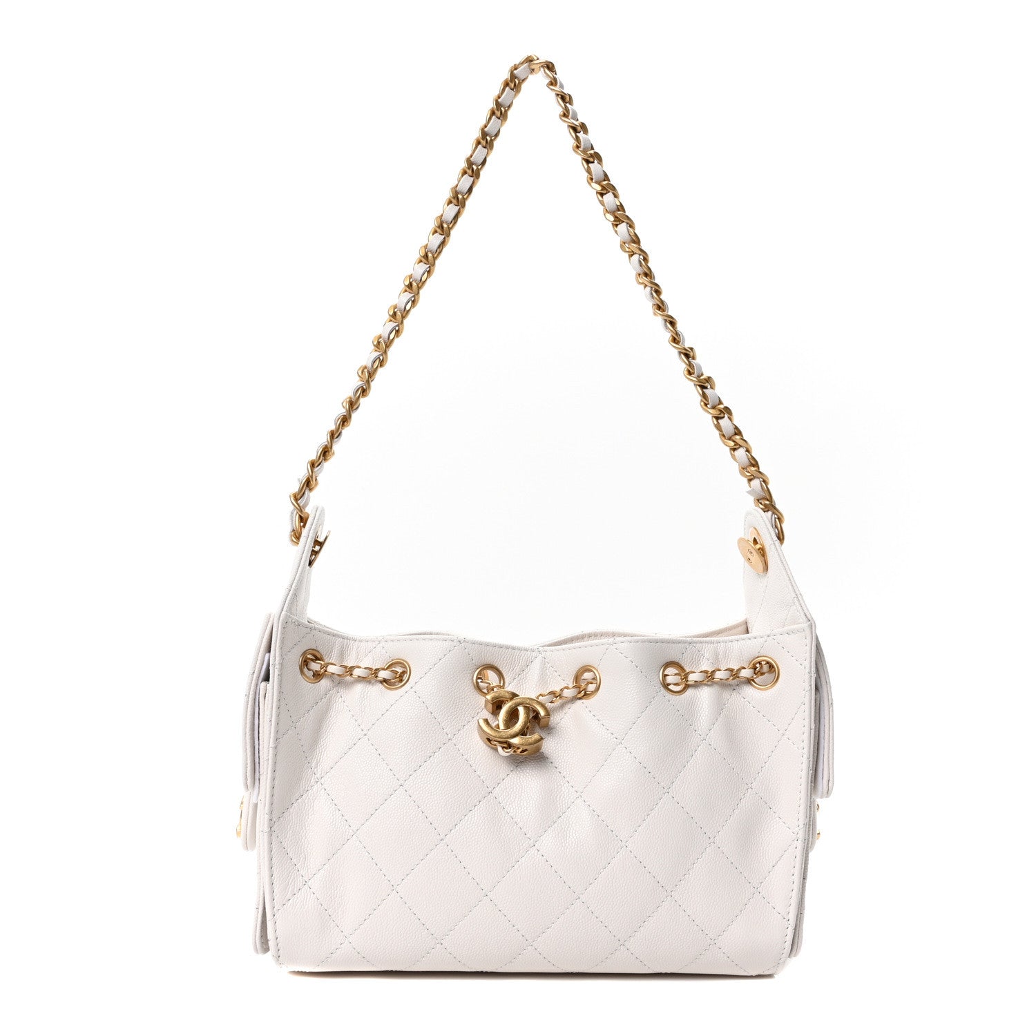 Caviar Quilted Mini Chanel 25 Handbag White