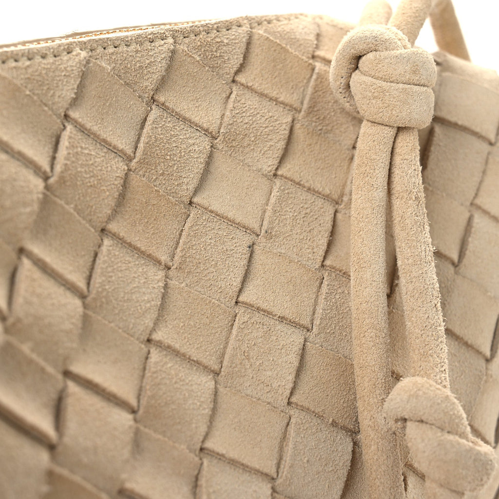 Suede Intrecciato Small Loop Camera Bag Sand