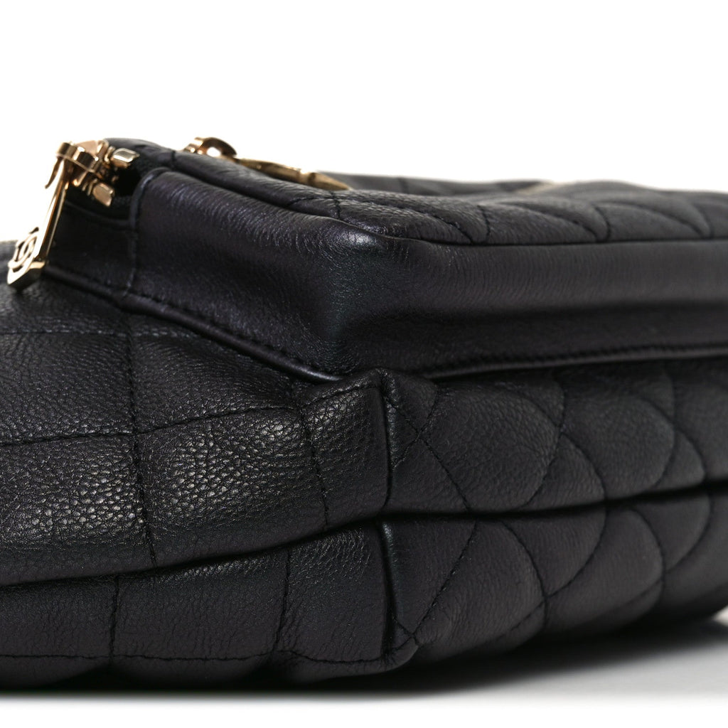 Iridescent Calfskin Quilted All About Waist Belt Bag Black