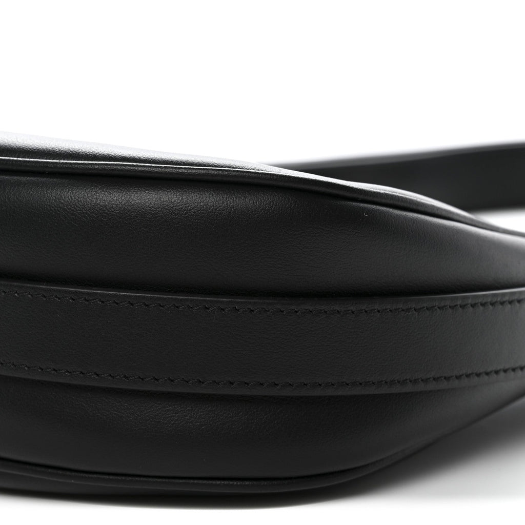 Smooth Calfskin Medium Strap Ava Shoulder Bag Black