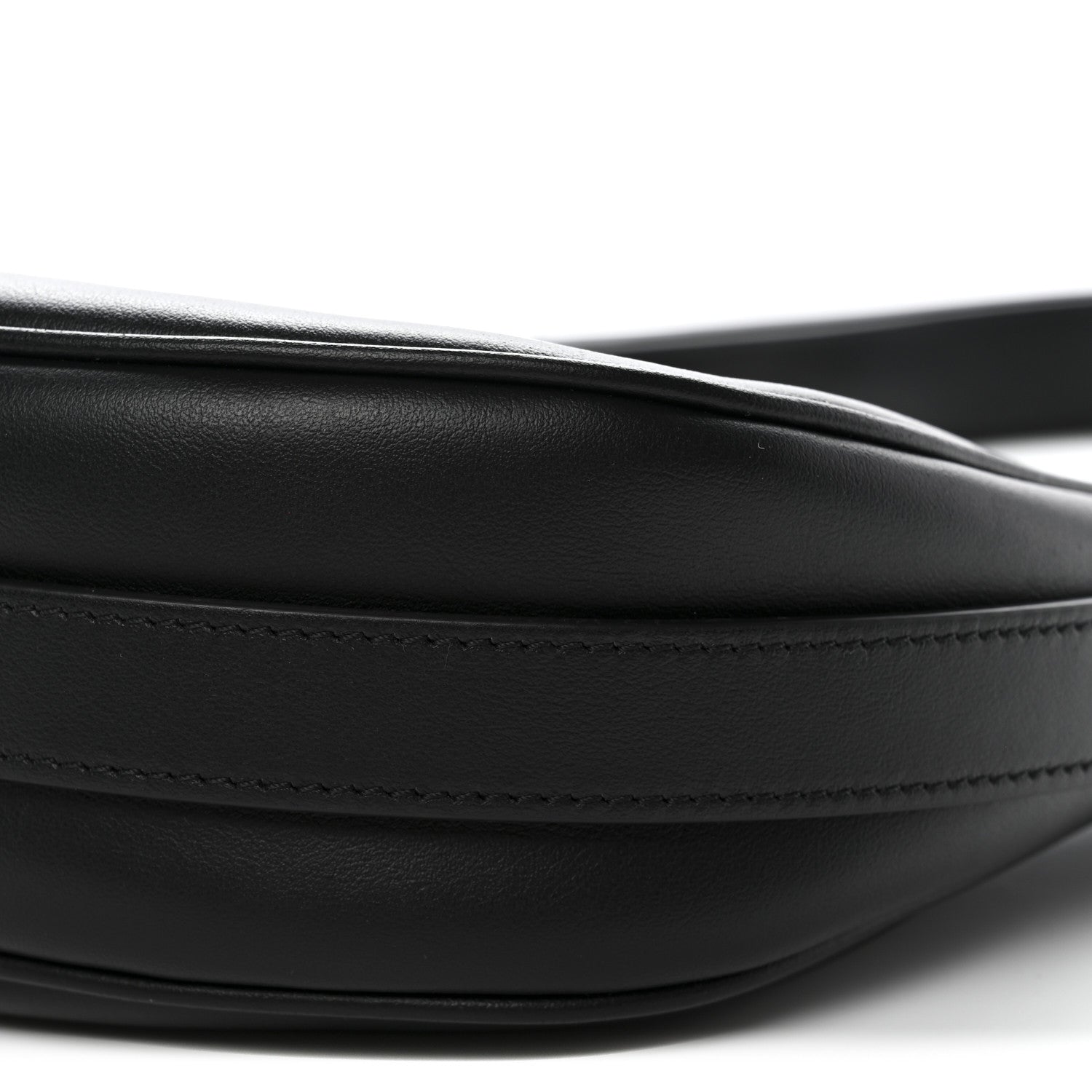 Smooth Calfskin Medium Strap Ava Shoulder Bag Black