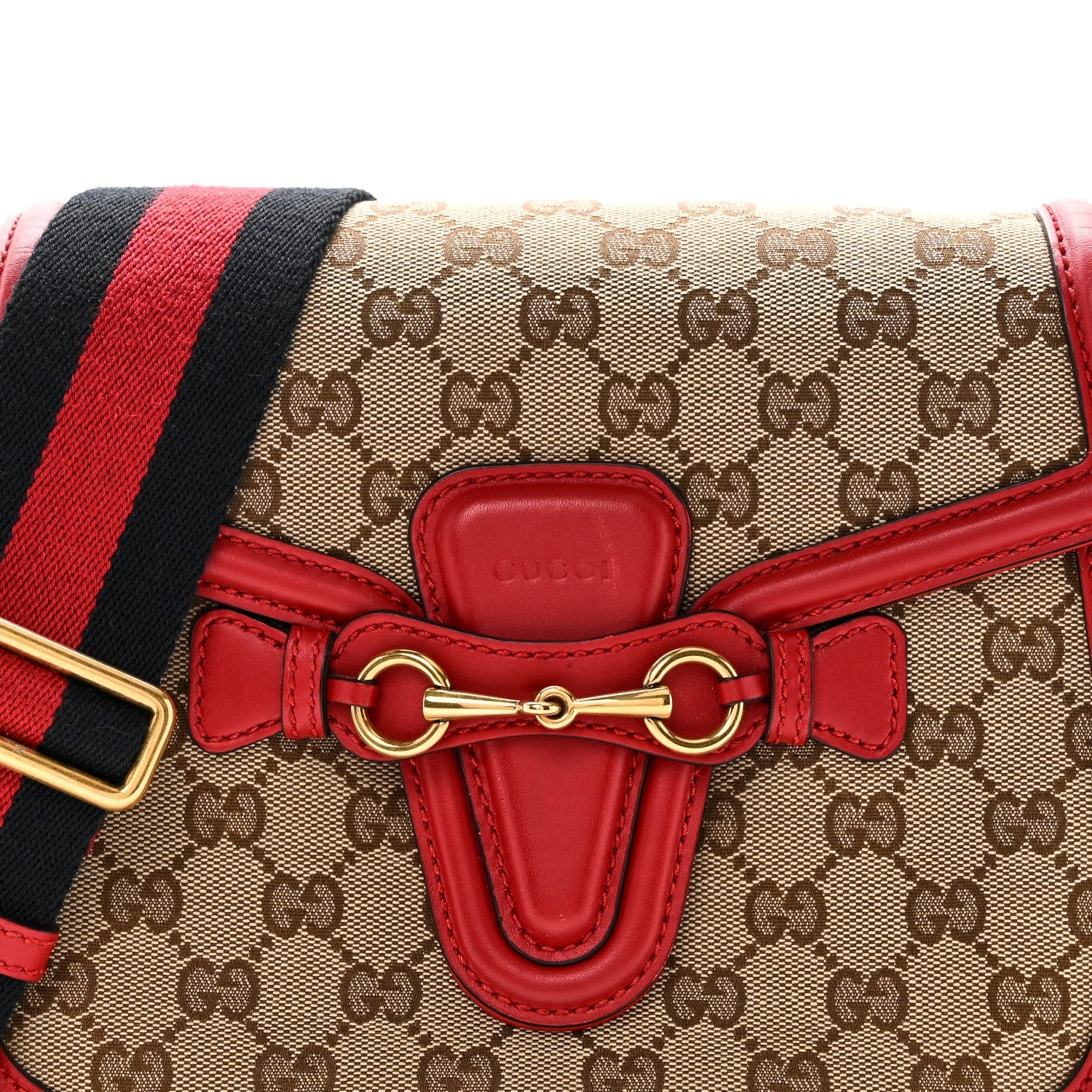 Monogram Ruinart Calfskin Medium Lady Web Shoulder Bag Beige Ebony Hibiscus Red