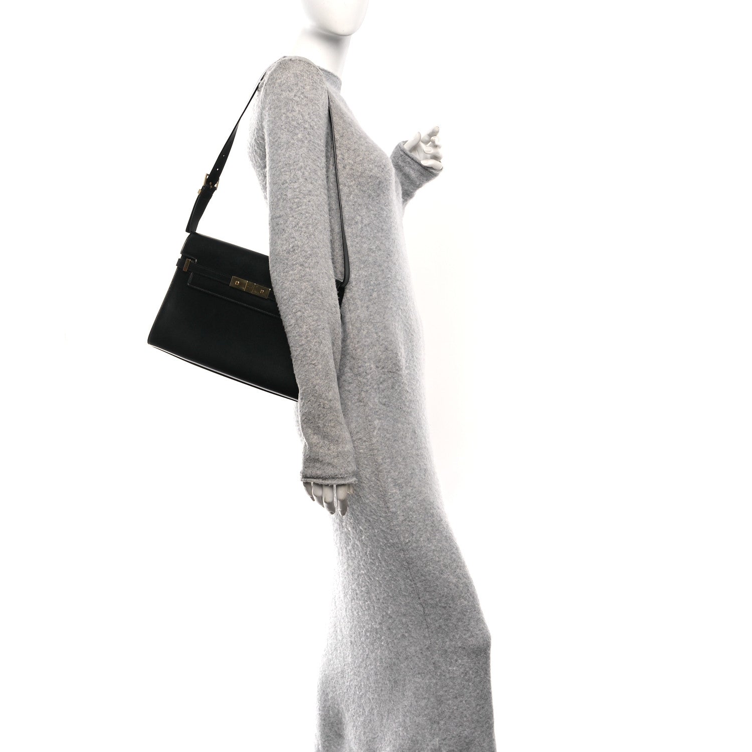 Smooth Calfskin Manhattan Shoulder Bag Black