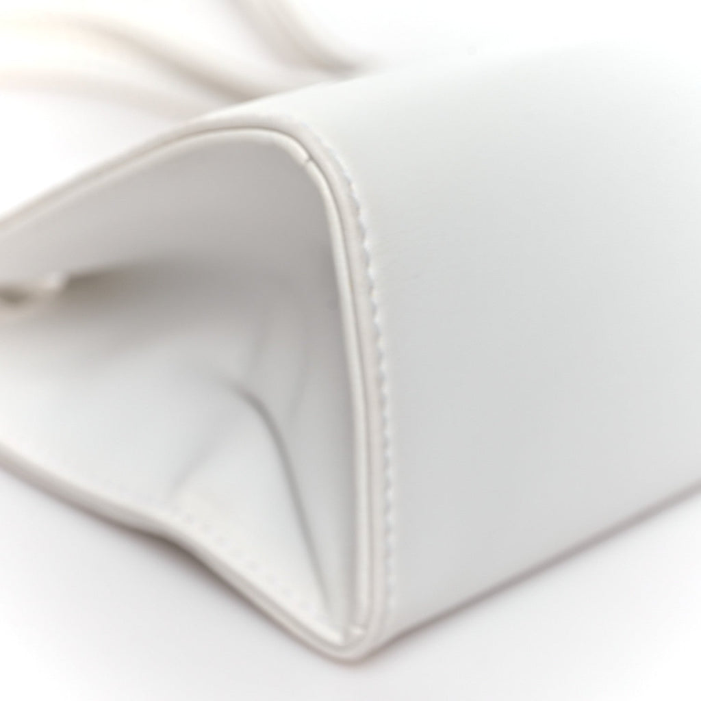 Vegan Leather Small Shopping Bag White