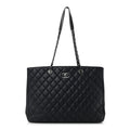 Calfskin Quilted Timeless Tote Dark Navy