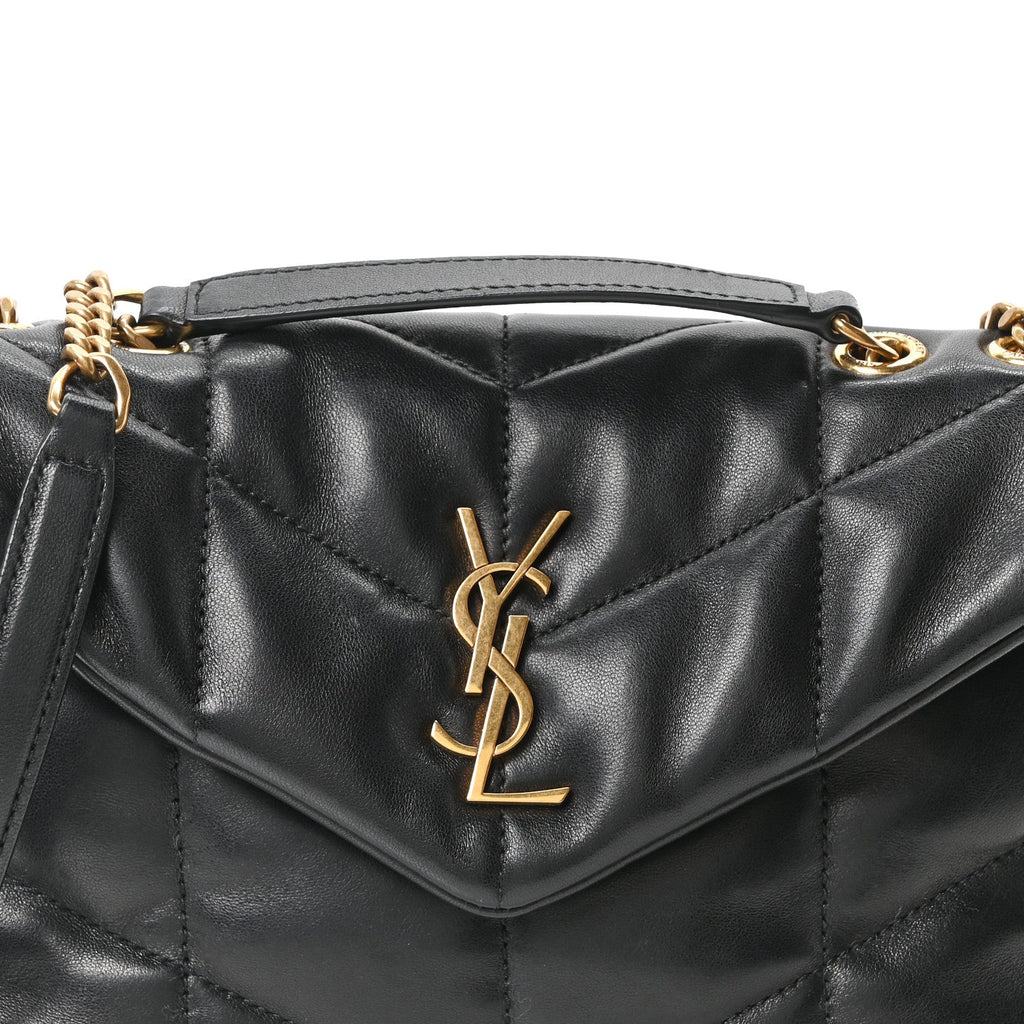 Lambskin Quilted Toy Loulou Puffer Monogram Chain Satchel Black