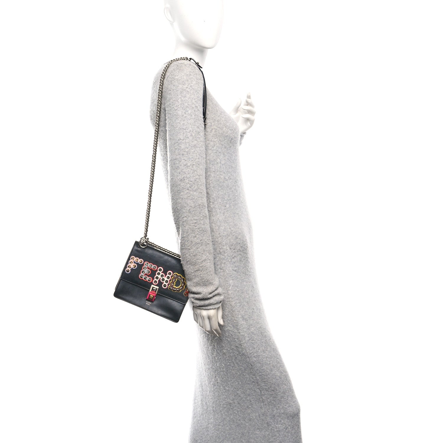 Vitello Liberty Fun Fair Metal Studded Small Kan I Shoulder Bag Black Multicolor