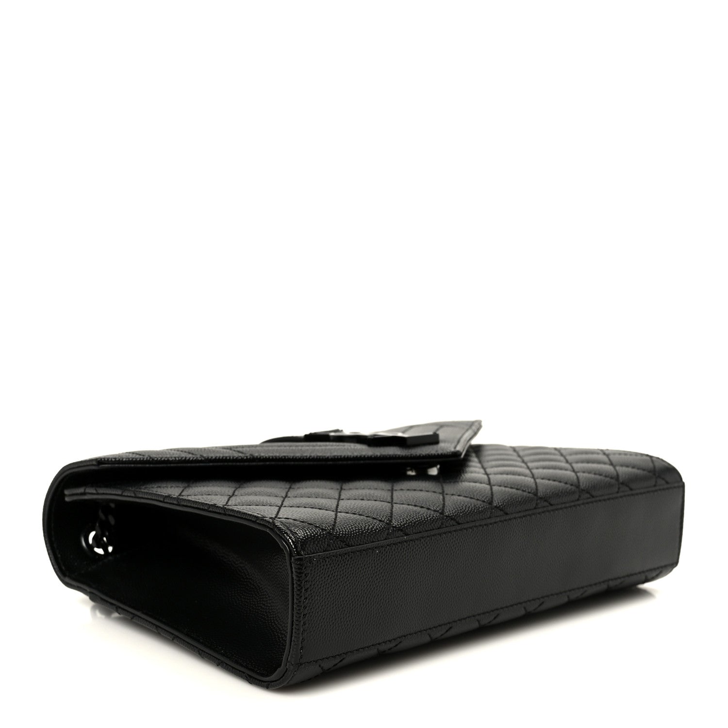 Grain De Poudre Textured Mixed Matelasse Triquilt Medium Monogram Monochrome Satchel Black