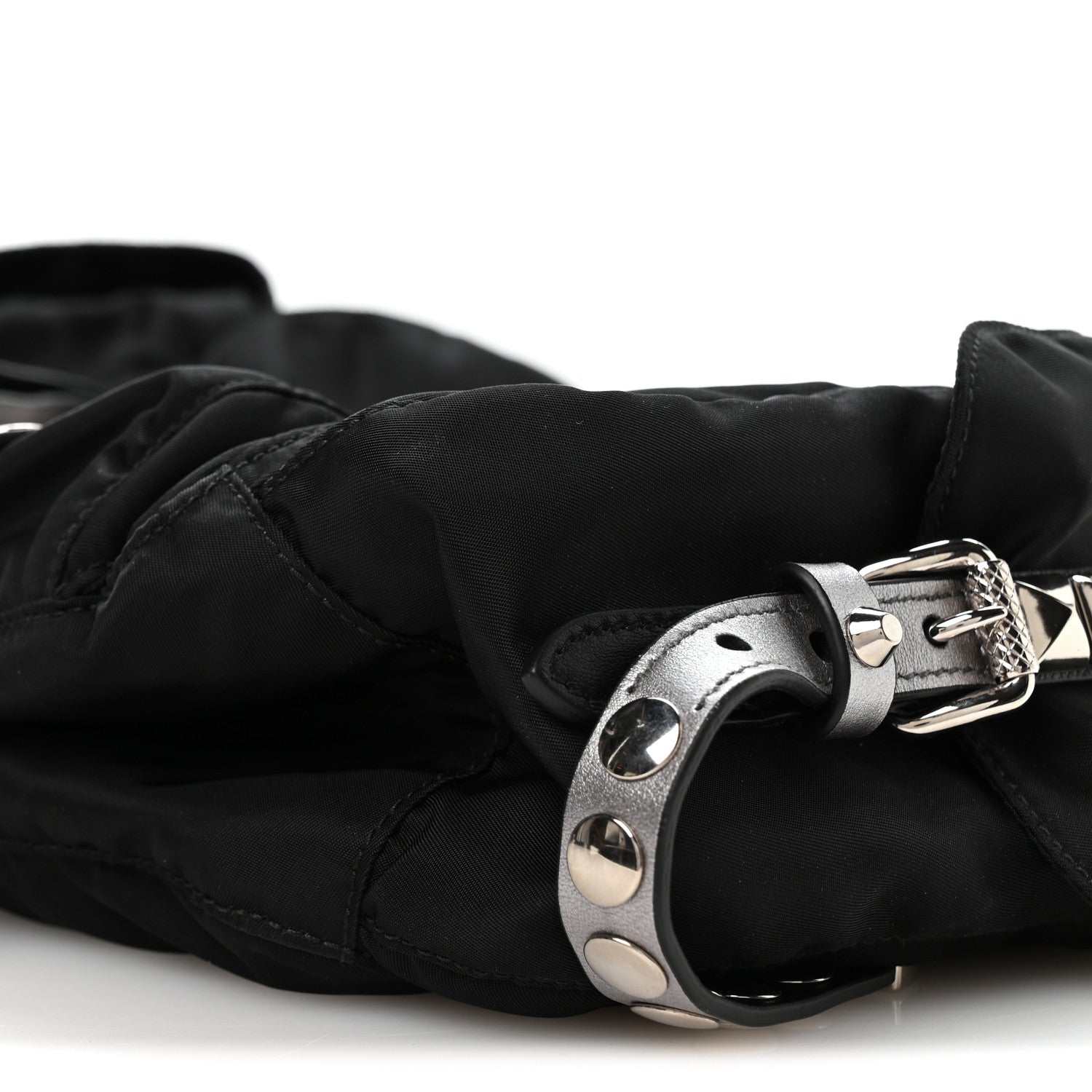 Nylon New Vela Studded Messenger Bag Black