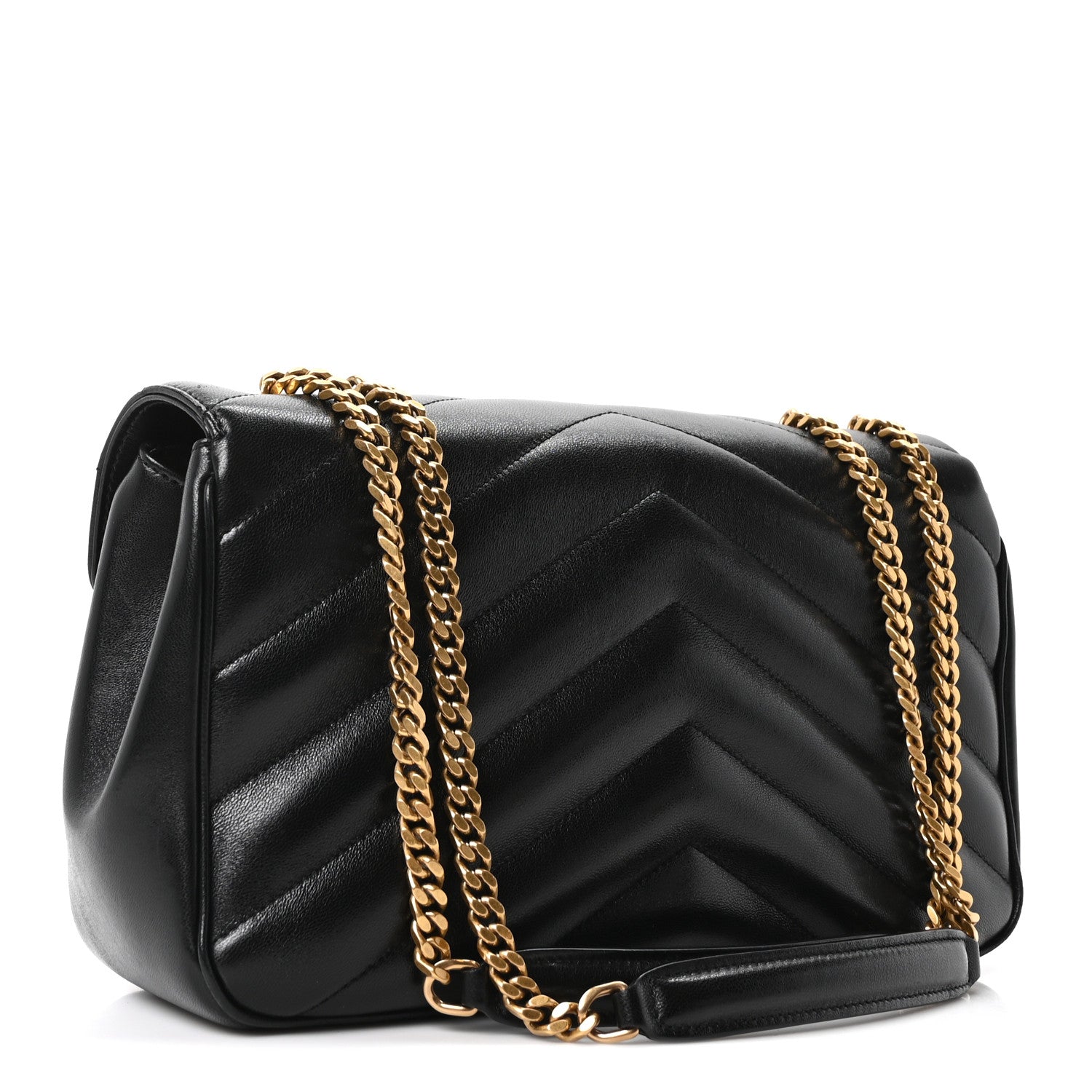 Lambskin Chevron Quilted Medium Loulou Black