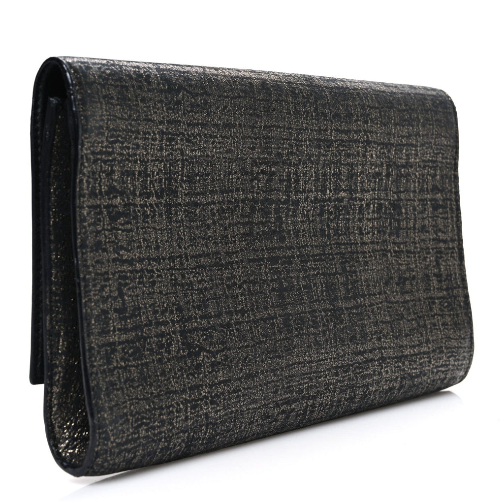 Metallic Textured Calfskin Large Belle De Jour Clutch Gold black