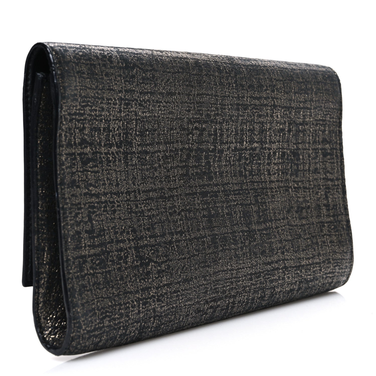 Metallic Textured Calfskin Large Belle De Jour Clutch Gold black