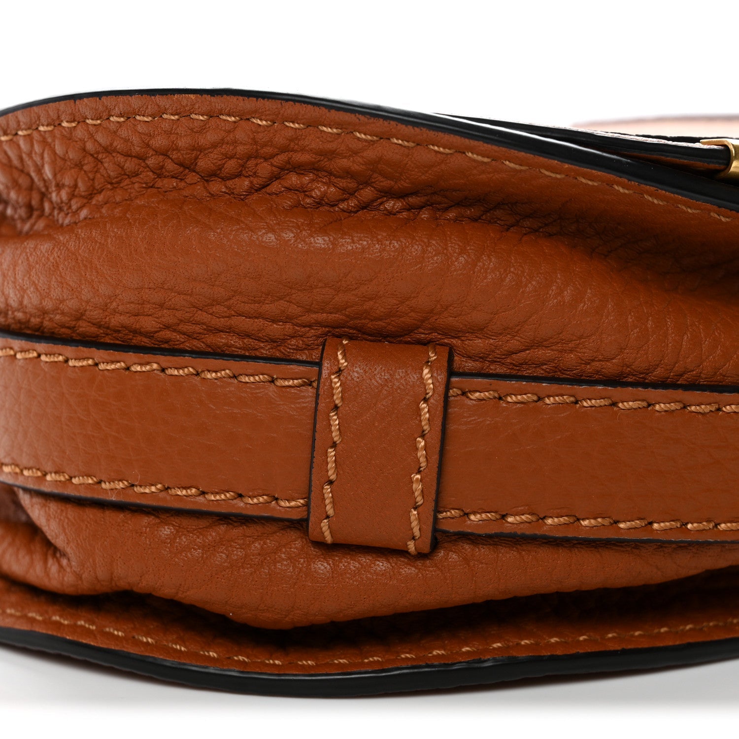 Grained Calfskin Small Marcie Saddle Bag Tan