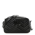 Calfskin Matelasse Monochrome Small GG Marmont Chain Shoulder Bag Black