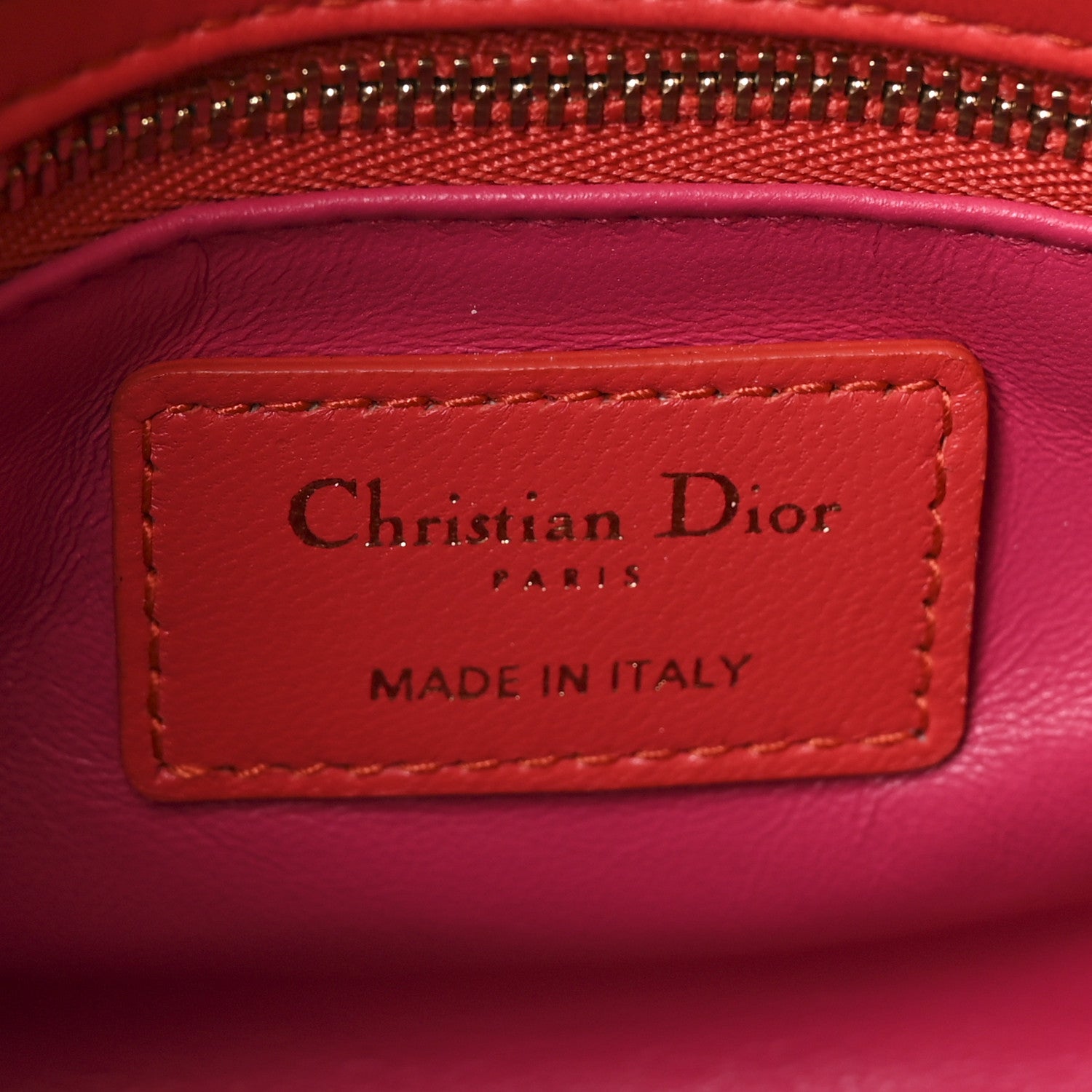 Lambskin Cannage Mini Bi-Color Lady Dior Red Fuchsia