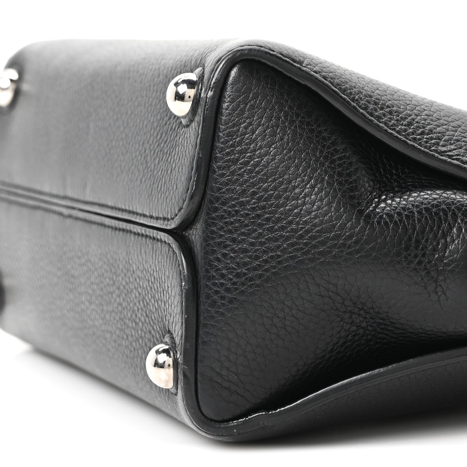 Grained Calfskin Small Open Bar Tote Black