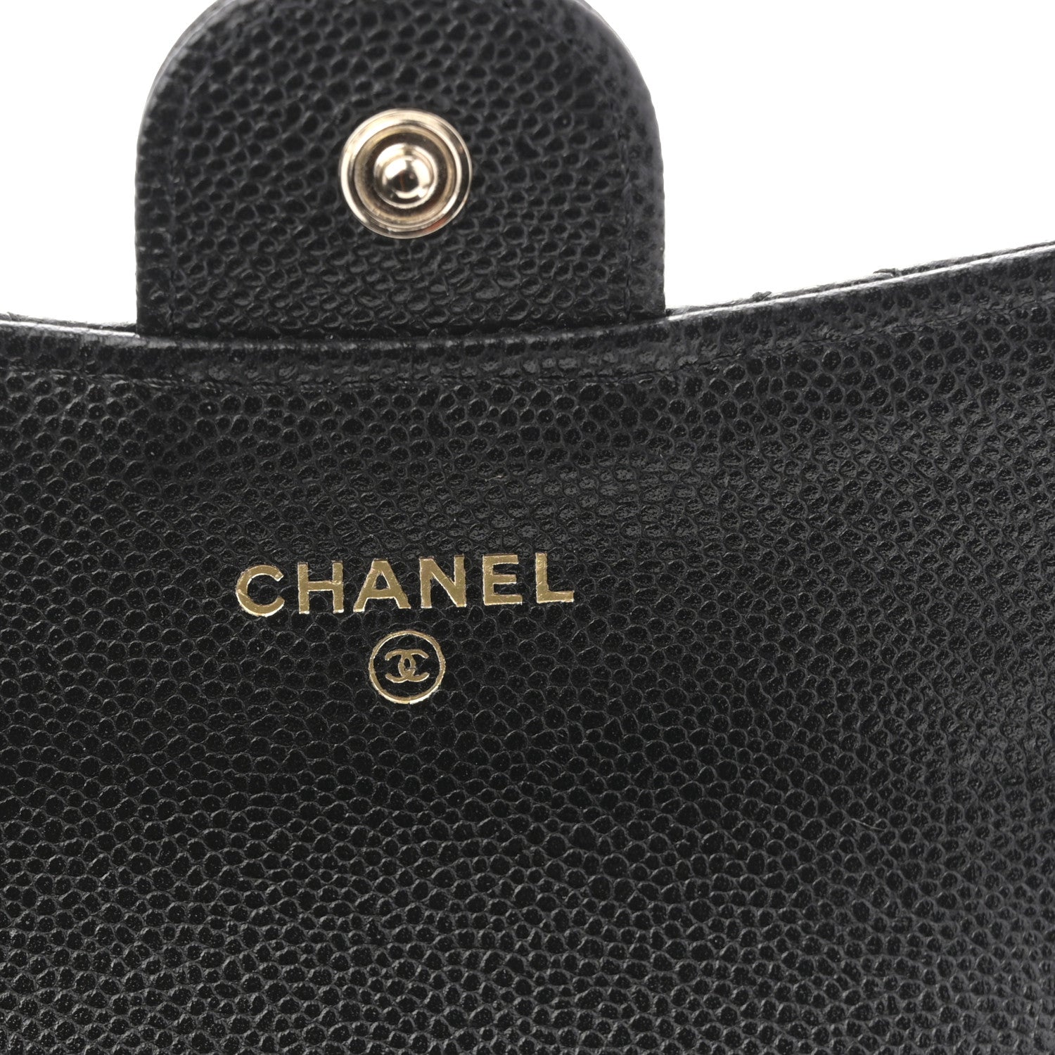 Caviar Quilted Flap  Holder Wallet Black