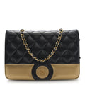 Lambskin Quilted Wallet On Chain WOC Black Gold