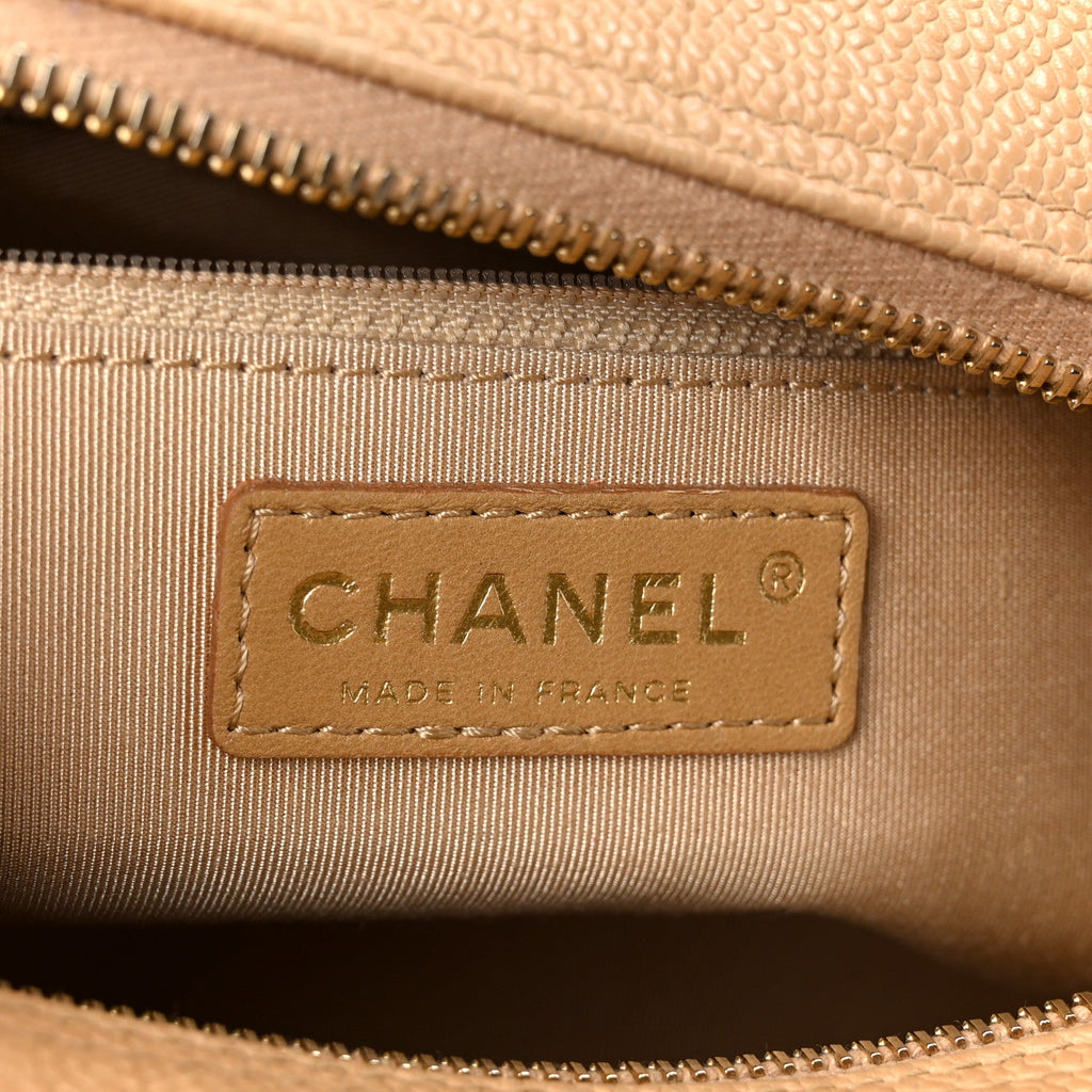 Caviar Quilted Small Bowler Beige