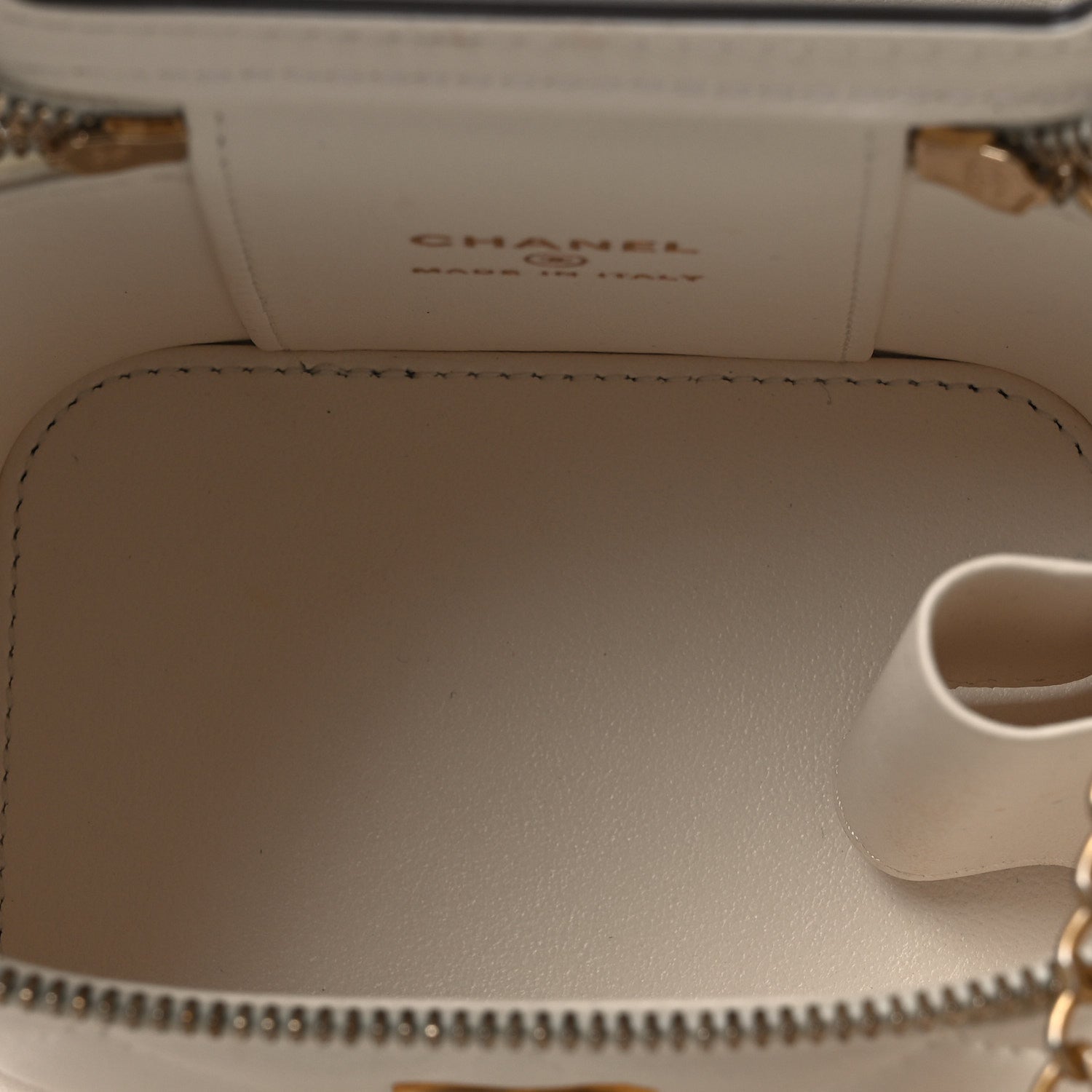 Lambskin Quilted Mini Vanity Case With Chain White