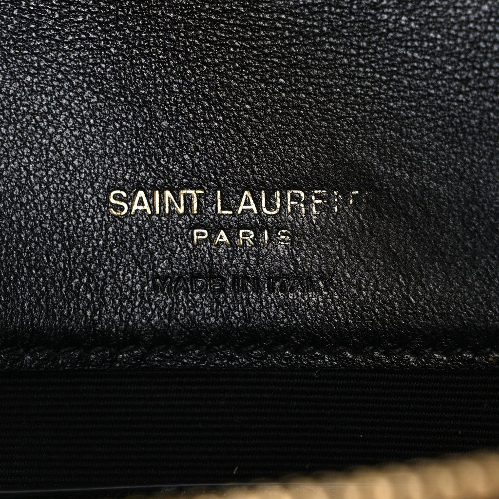 Lambskin Matelasse Chevron Monogram Envelope Chain Wallet Black