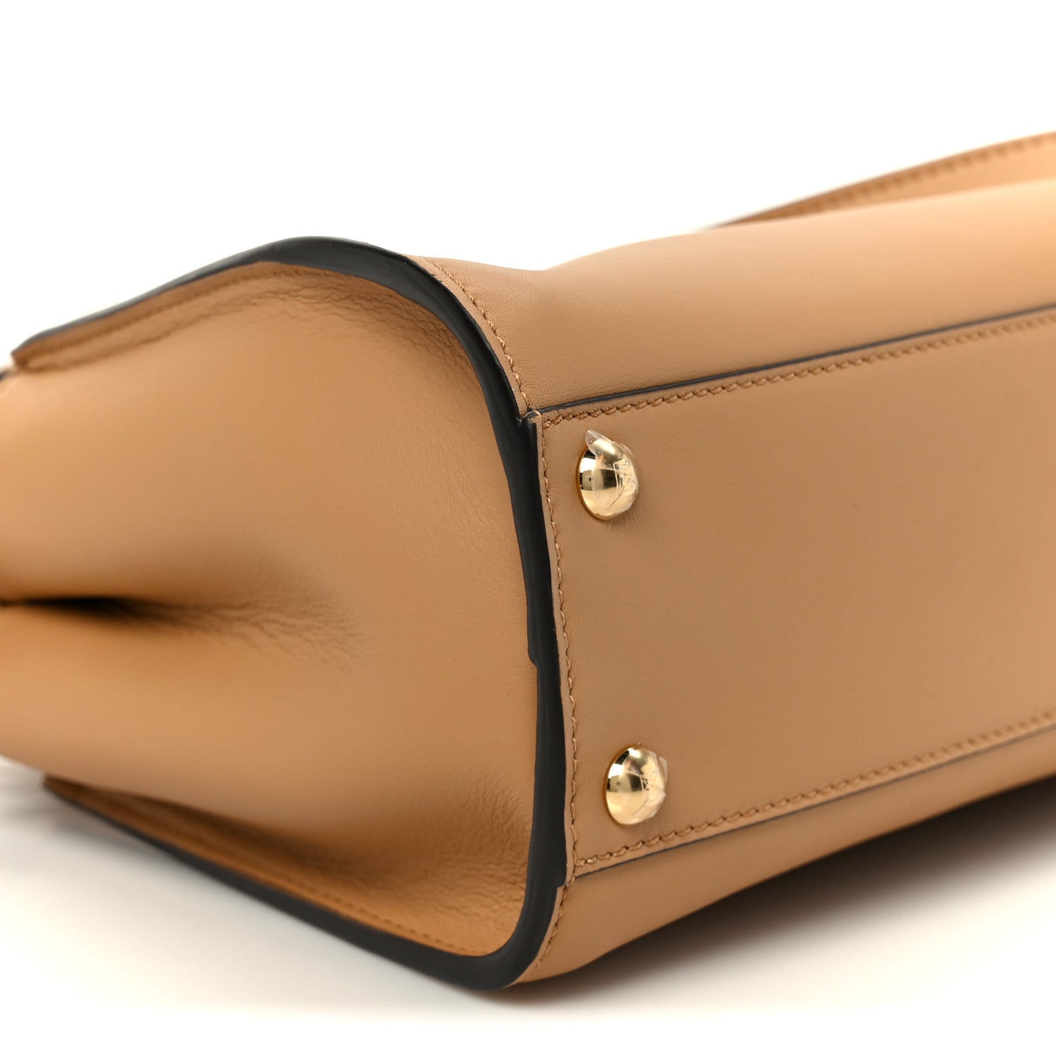 Vitello Seta Canvas FF Embroidered Mini Peekaboo Iconic Satchel Miele Scuro Poudre